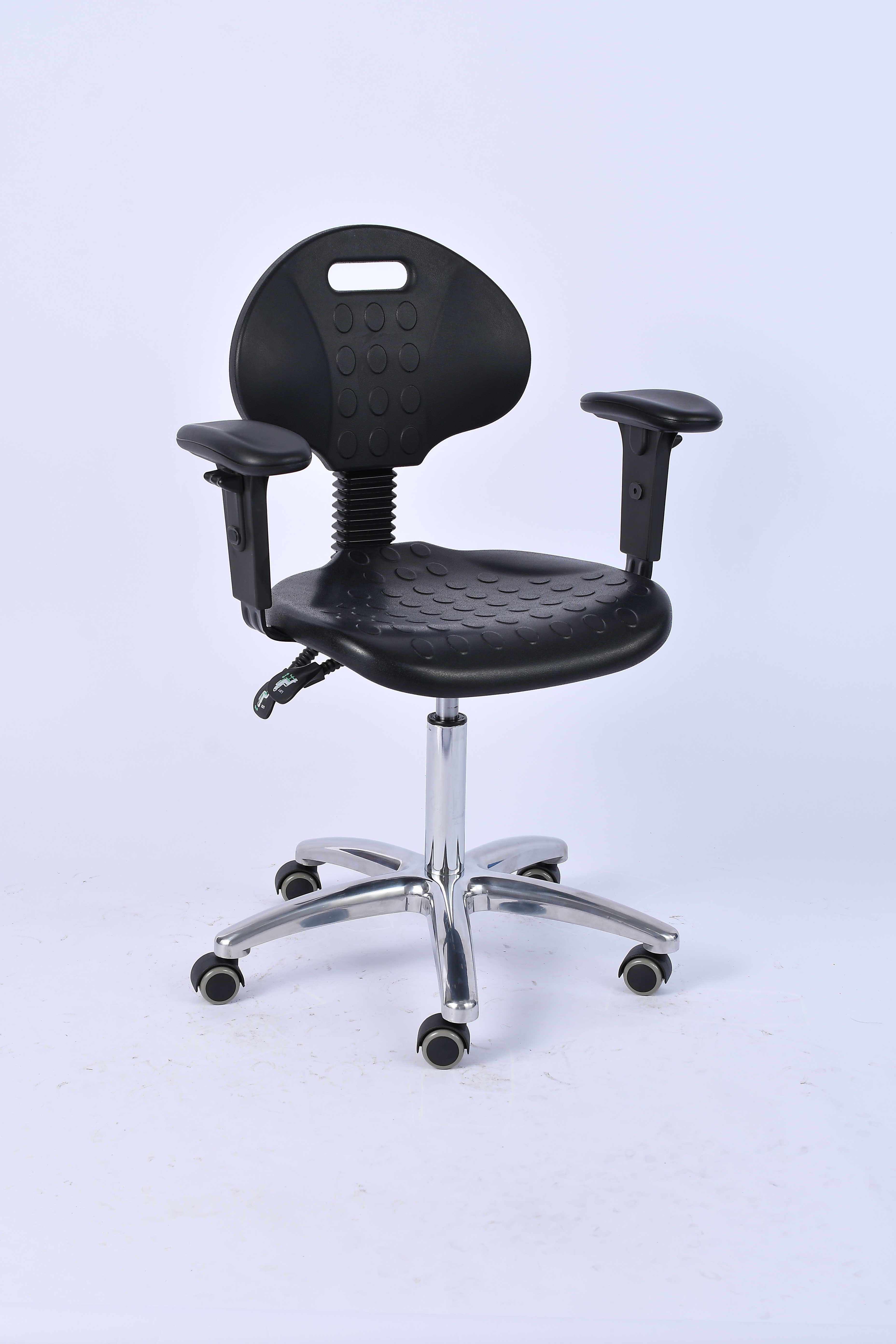 Industrial Polyurethane Height Adjustable Chrome Ring Casters Lab Seating