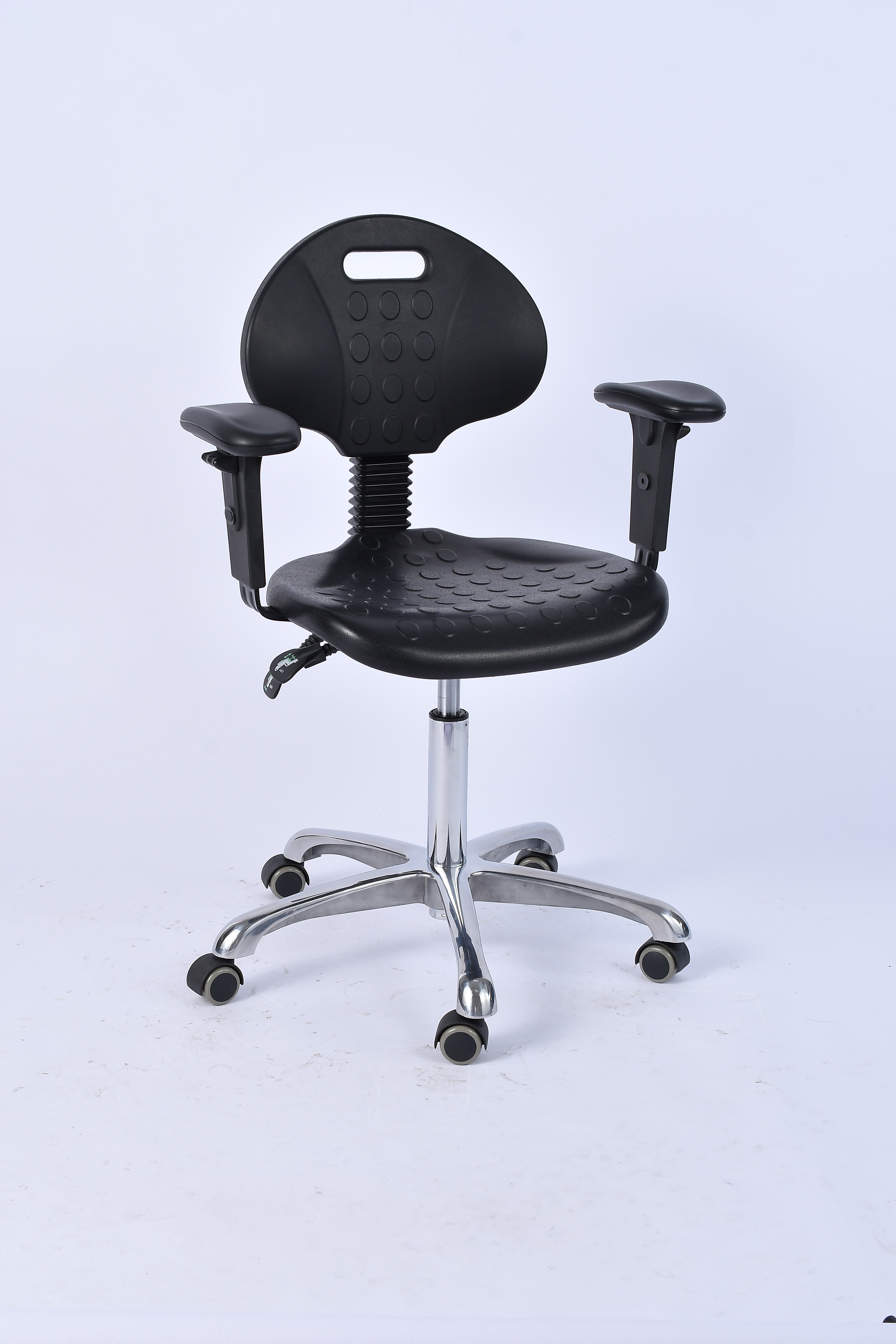 Industrial Polyurethane Chrome Foot Ring Height Adjustable Caster Wheels Lab Seating