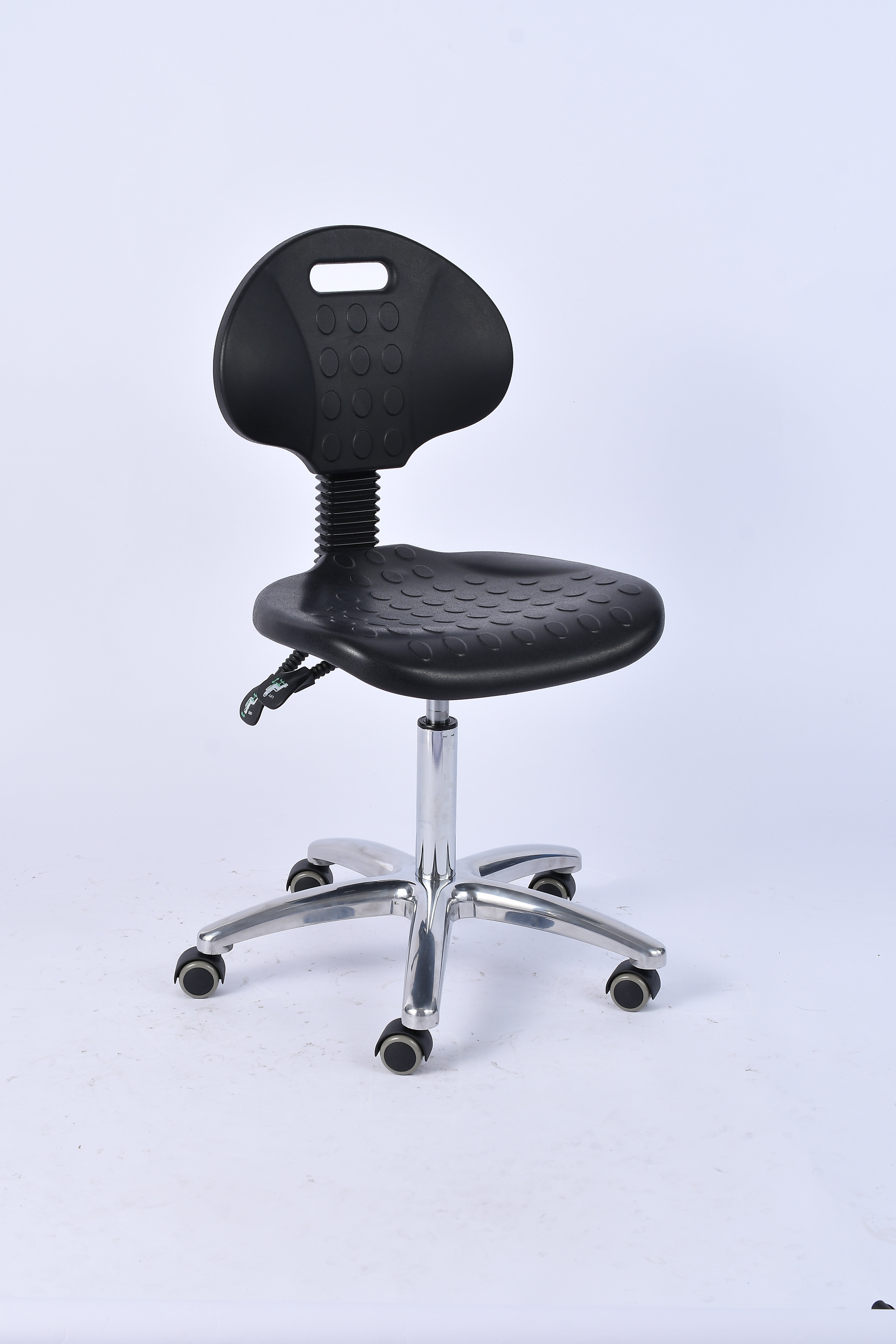 Industrial Polyurethane Chrome Foot Ring Height Adjustable Caster Wheels Laboratory Stool