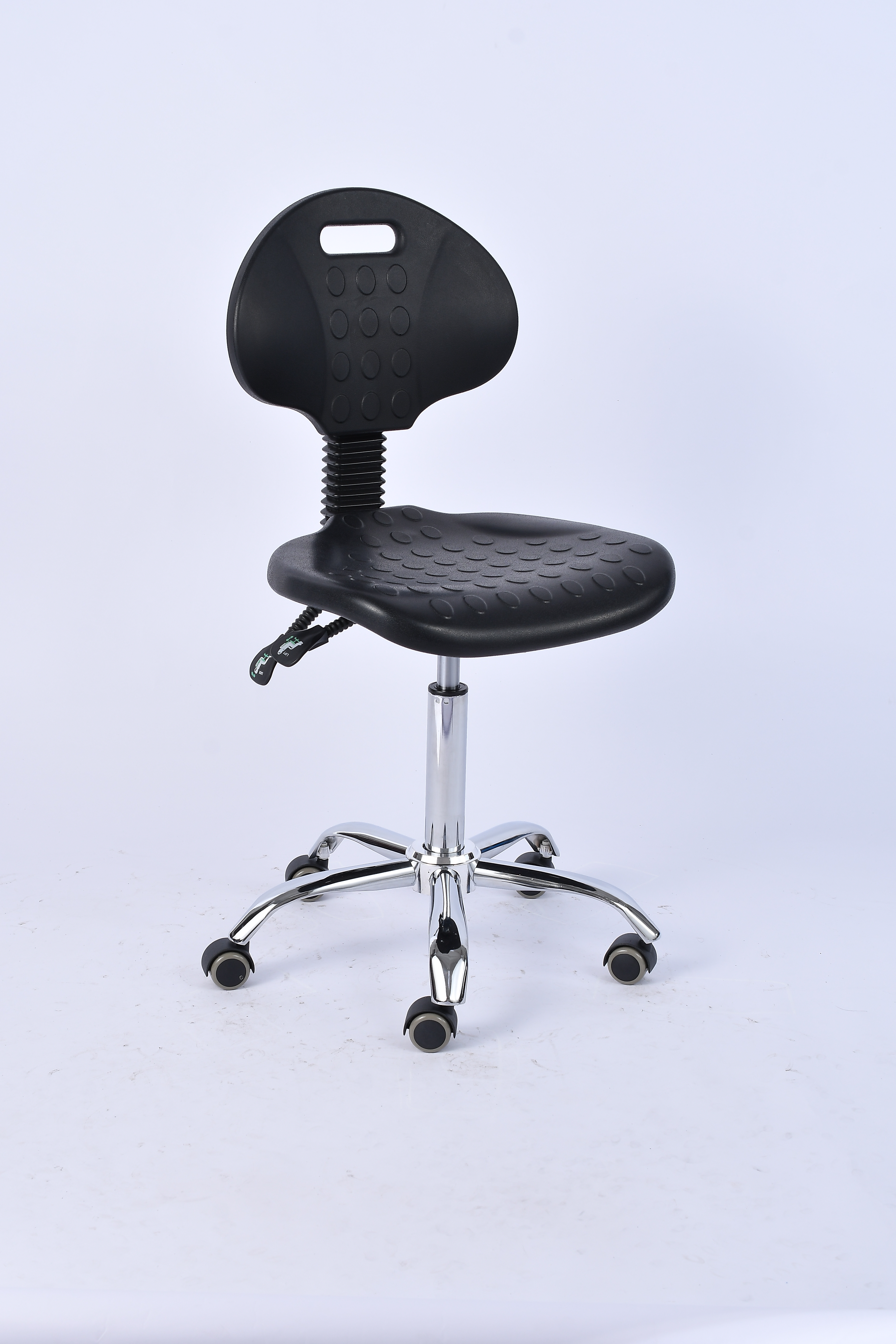 Industrial PU Adjustable Chrome Foot Ring Caster Wheels Laboratory Stool