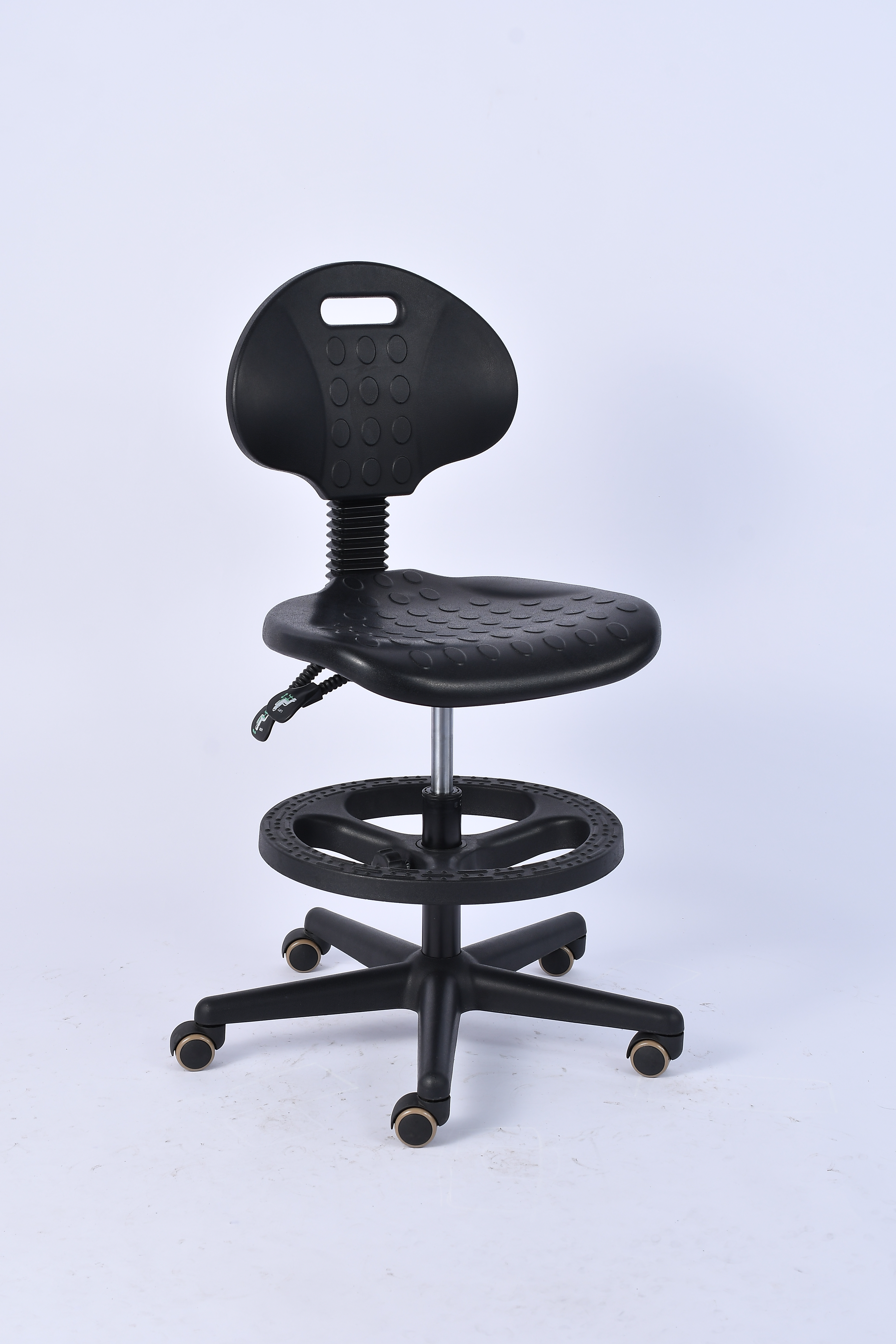 Industrial PU Chrome Foot Ring Casters Adjustable Laboratory Seating