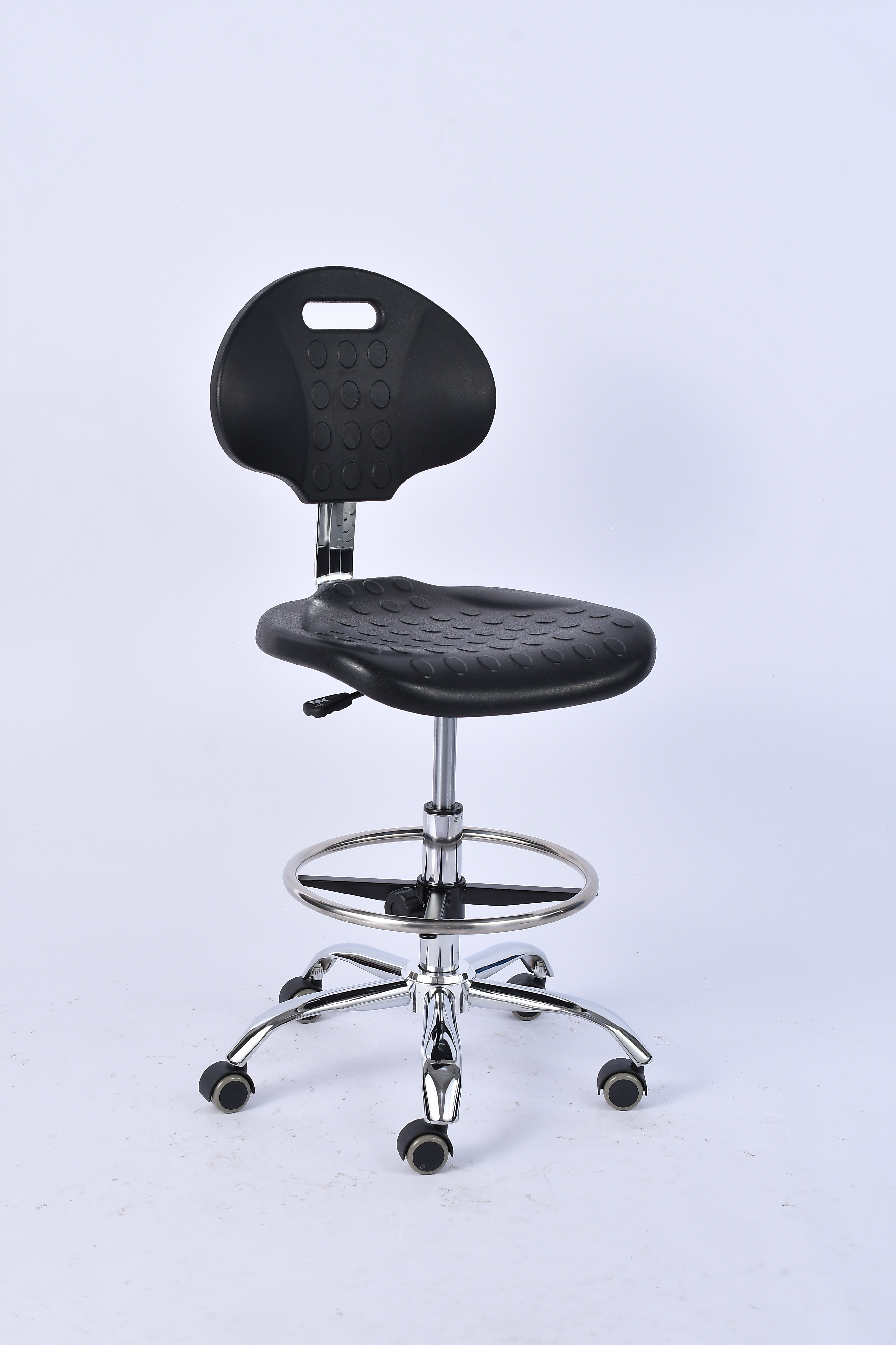 Industrial PU Chrome Foot Ring Casters Adjustable Lab Seating