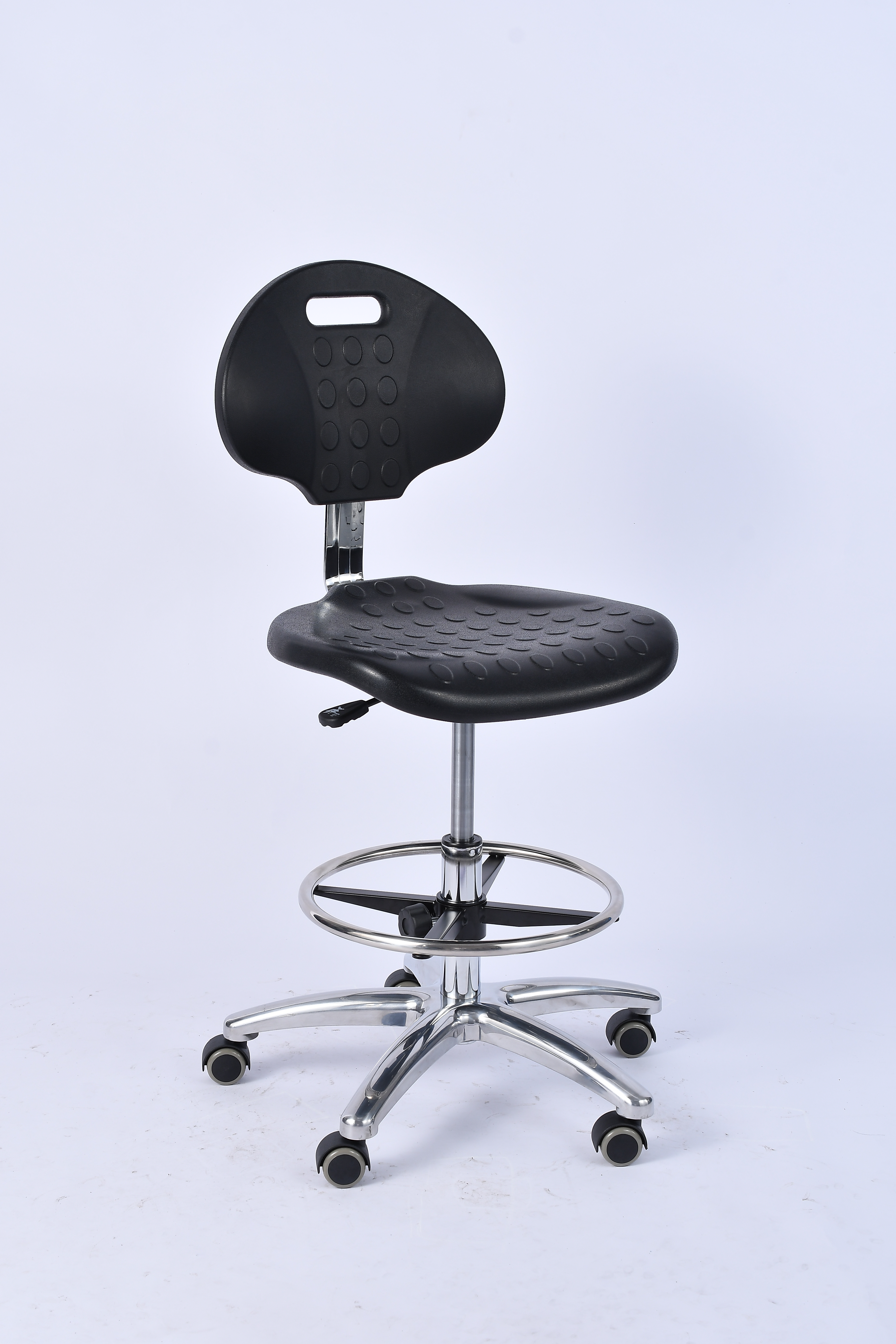 Industrial Polyurethane Chrome Foot Ring Adjustable Casters Laboratory Seating