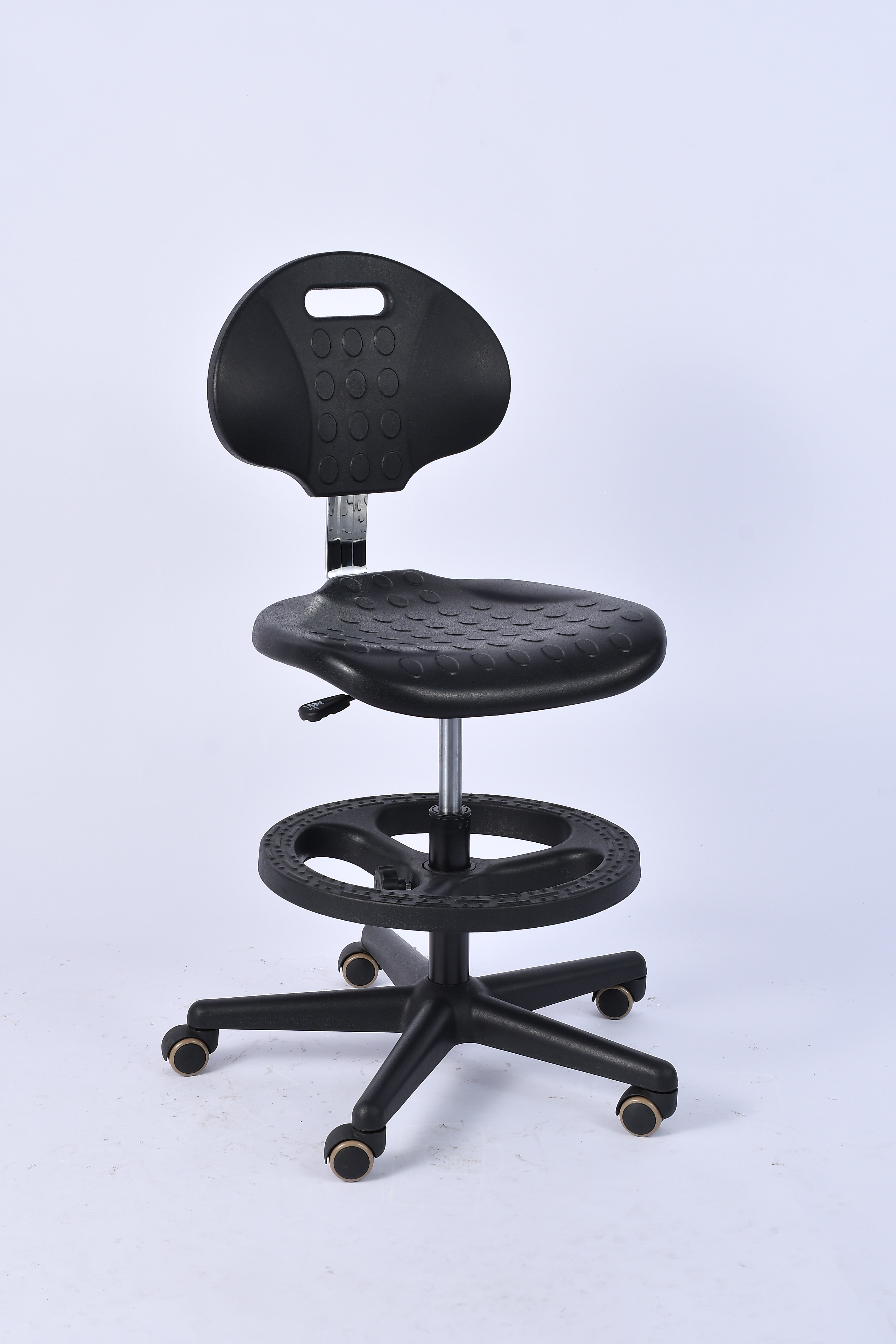 Industrial Polyurethane Chrome Foot Ring Adjustable Casters Lab Seating
