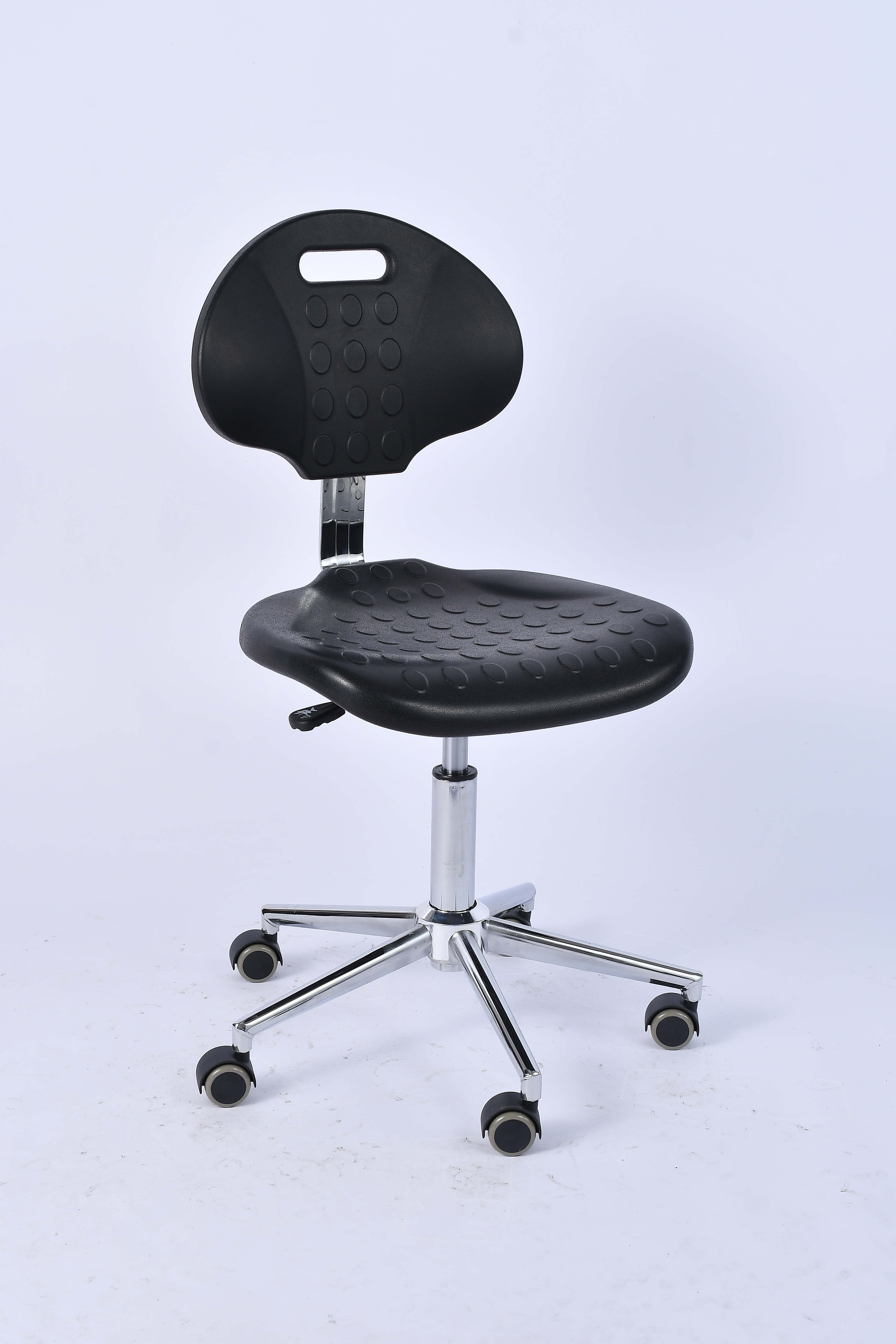 Industrial PU Casters Chrome Foot Ring Adjustable Lab Seating