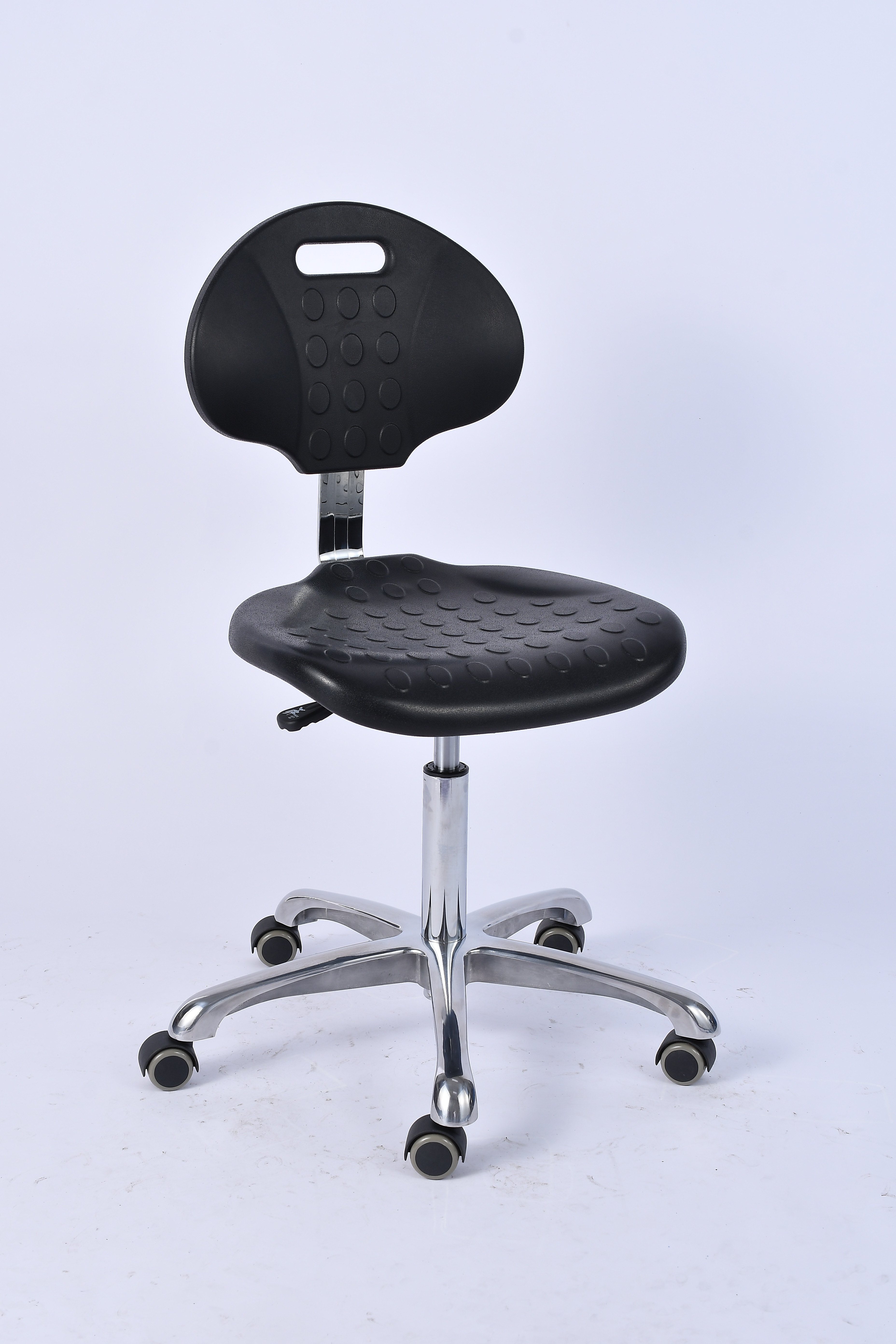 Industrial Polyurethane Adjustable Casters Chrome Foot Ring Laboratory Chair
