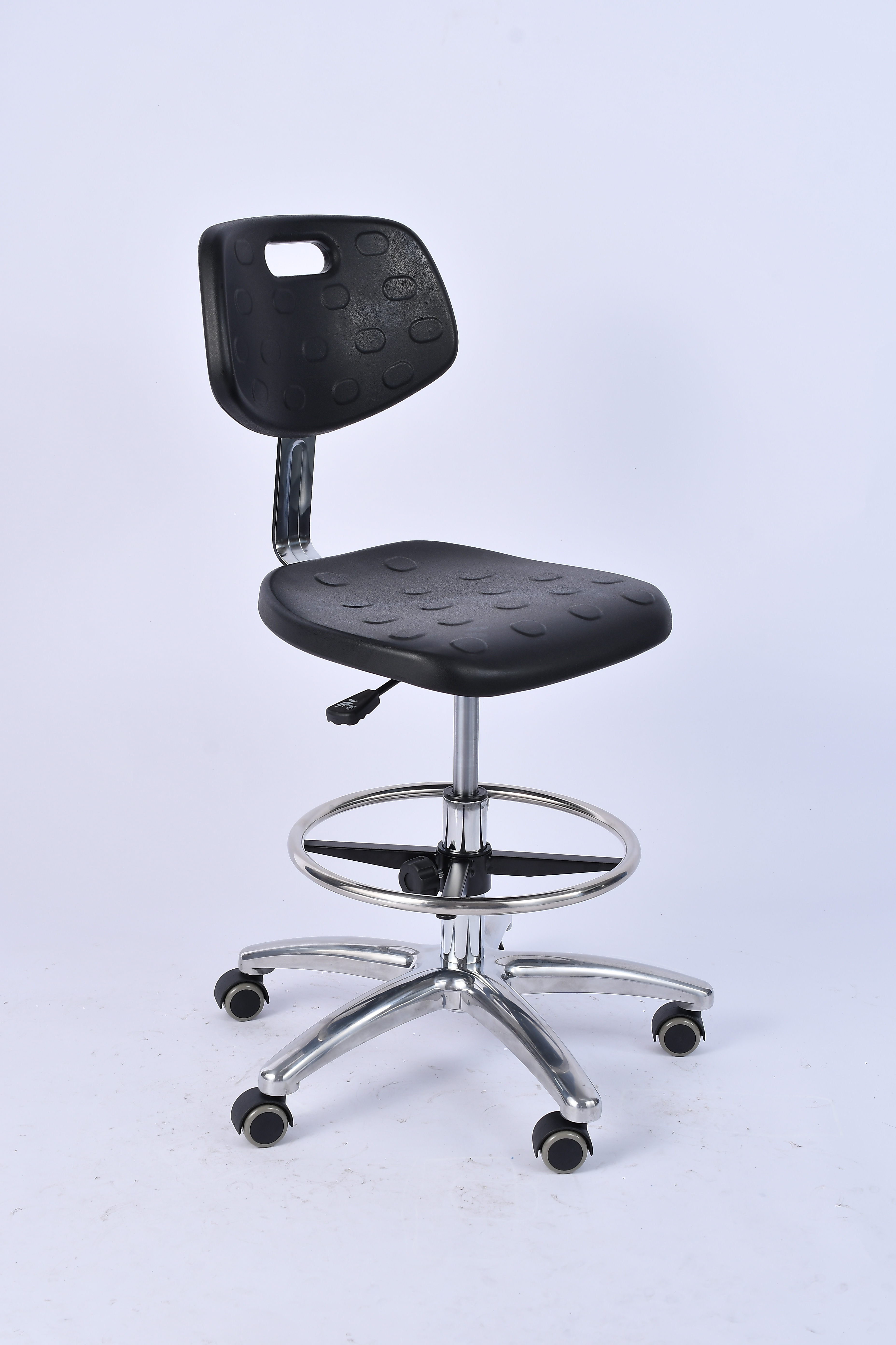 Industrial PU Chrome Ring Casters Height Adjustable Laboratory Chair