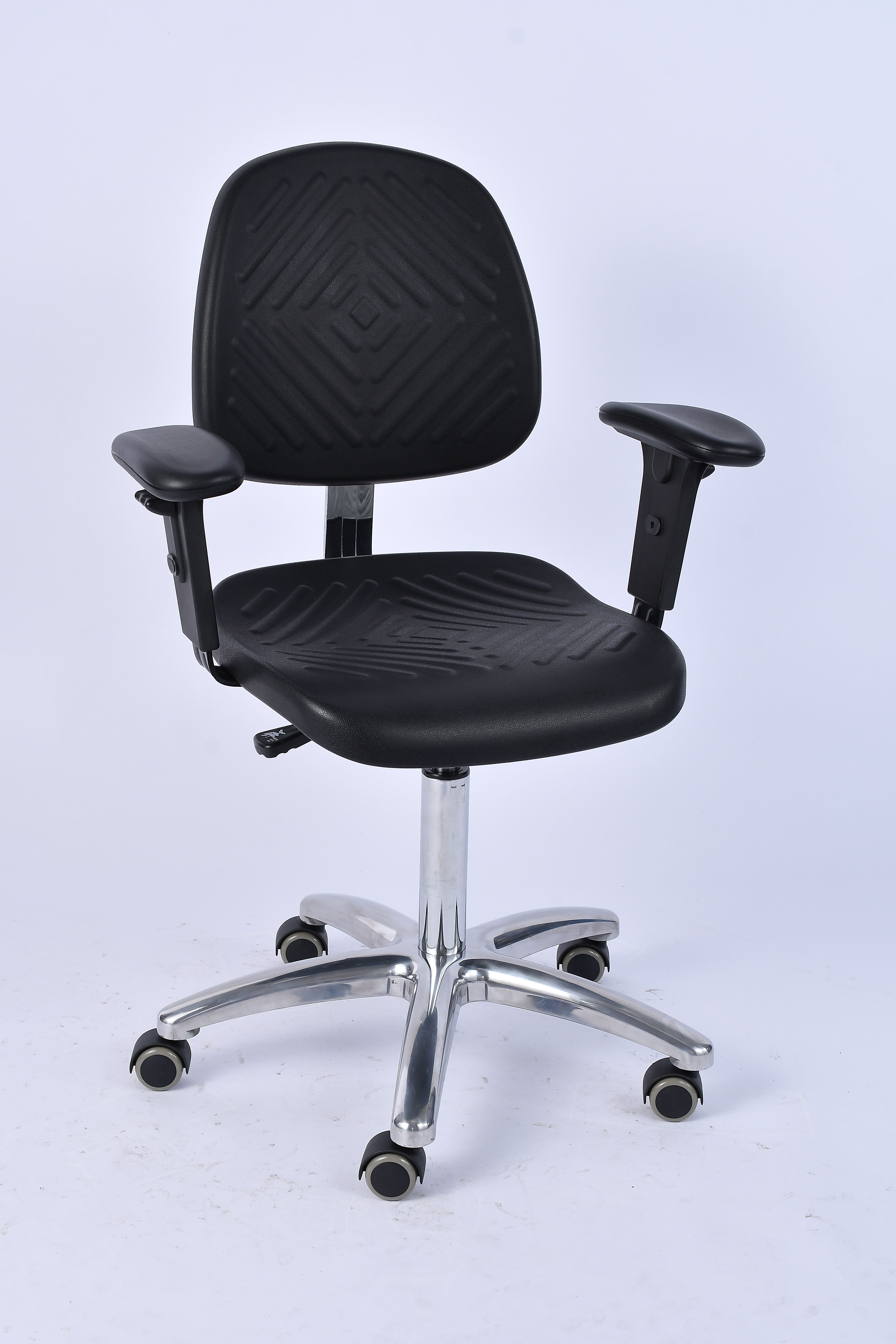 Industrial PU Chrome Foot Ring Casters Adjustable Laboratory Chair