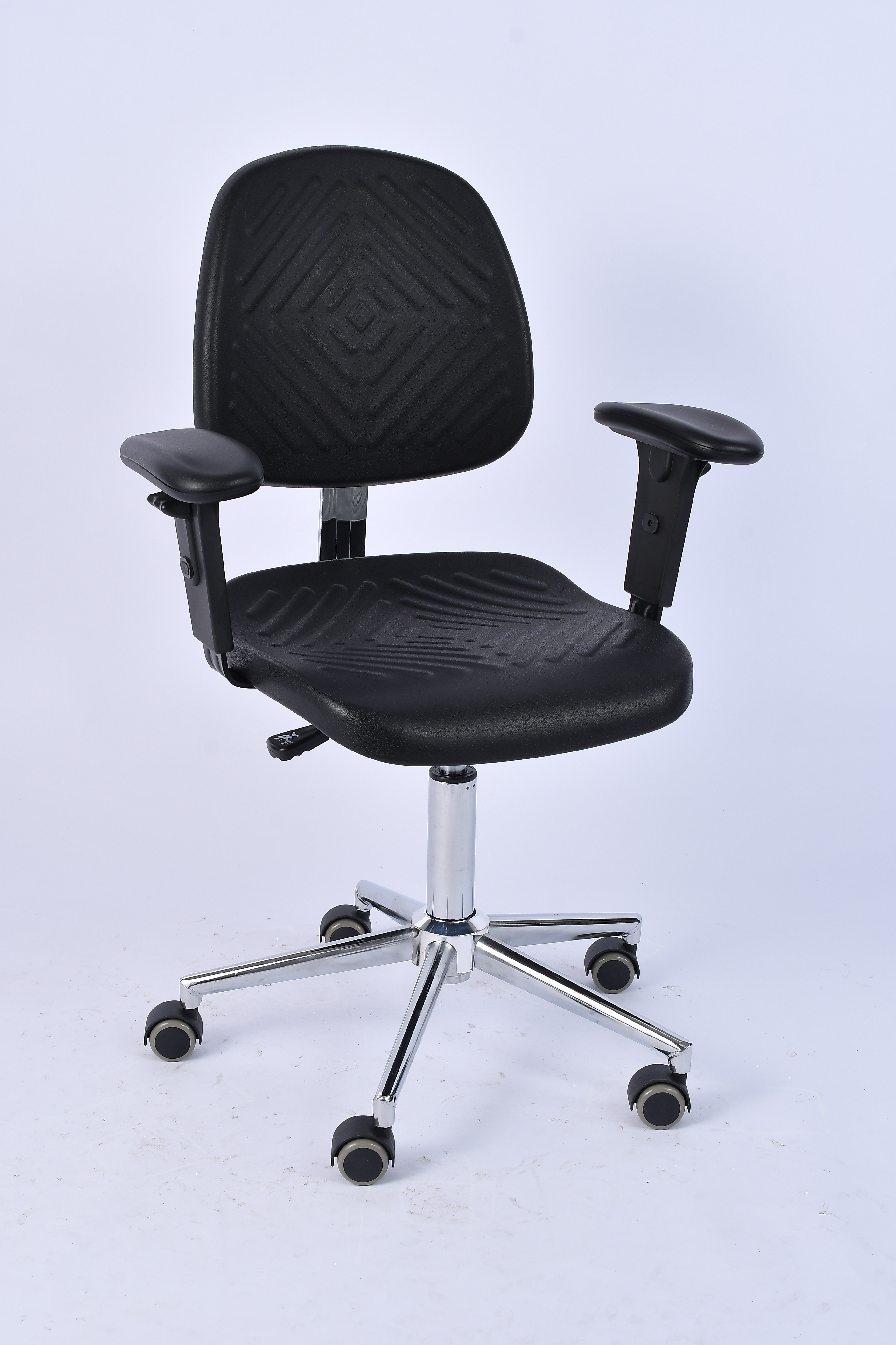 Industrial PU Chrome Foot Ring Casters Adjustable Lab Seating