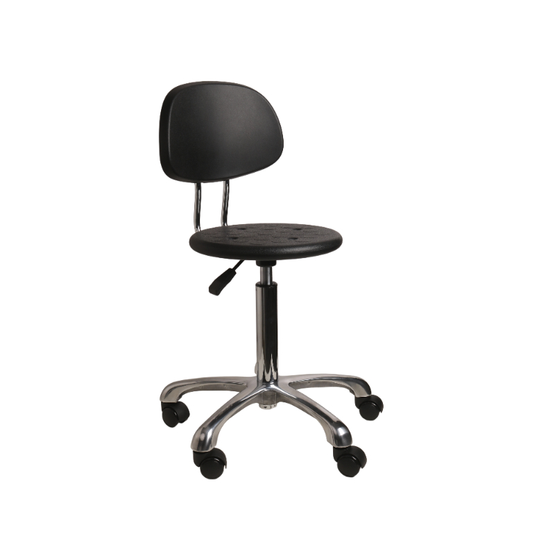 Ergonomic PU Lab Seating with Chrome Foot Ring and Swivel Casters Adjustable Laboratory Chair