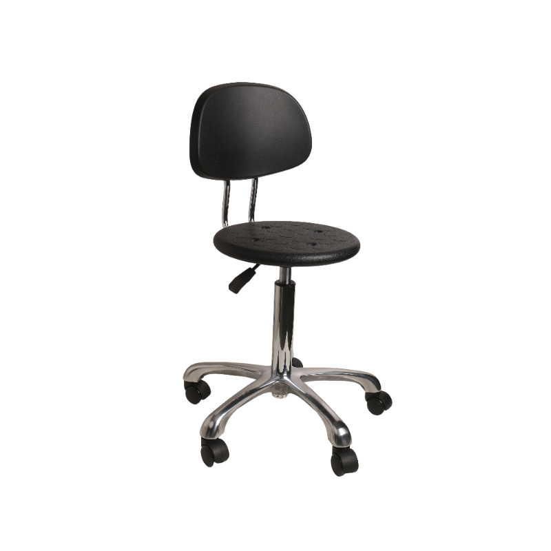 Ergonomic PU Lab Seating with Chrome Foot Ring and Swivel Casters Adjustable Laboratory Chair