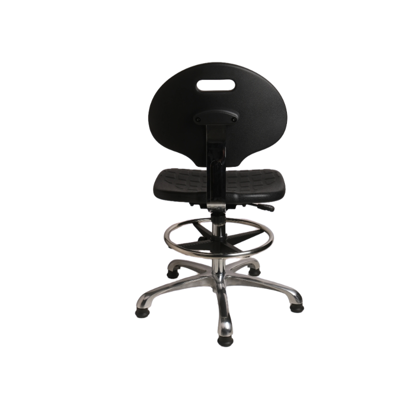 Professional PU Industrial Seating with Chrome Foot Ring Wheels Adjustable Laboratory Chair