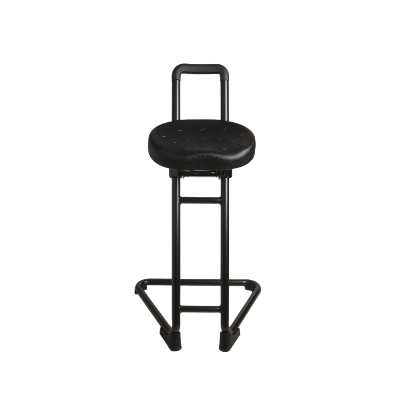 Industrial PU Adjustable Lab Chair with Chrome Foot Ring and Rolling Casters Laboratory Chair