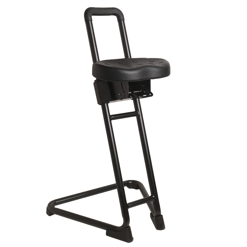 Industrial PU Adjustable Lab Chair with Chrome Foot Ring and Rolling Casters Laboratory Chair