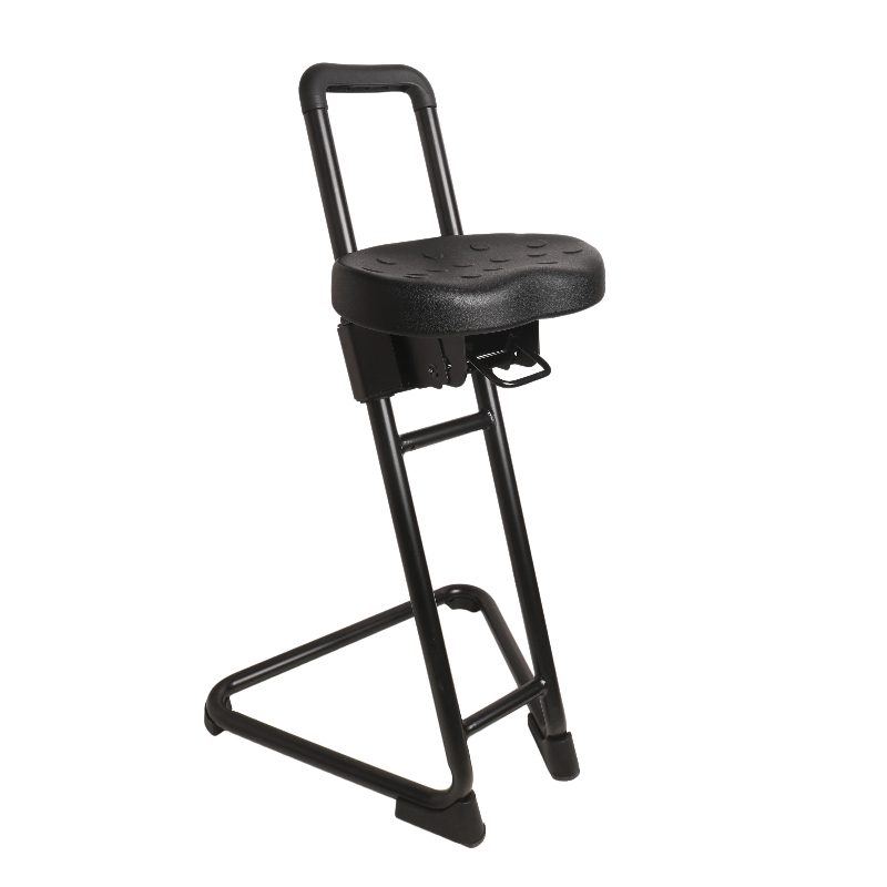 Industrial PU Adjustable Lab Chair with Chrome Foot Ring and Rolling Casters Laboratory Chair