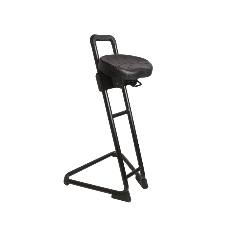 Industrial PU Adjustable Lab Chair with Chrome Foot Ring and Rolling Casters Laboratory Chair