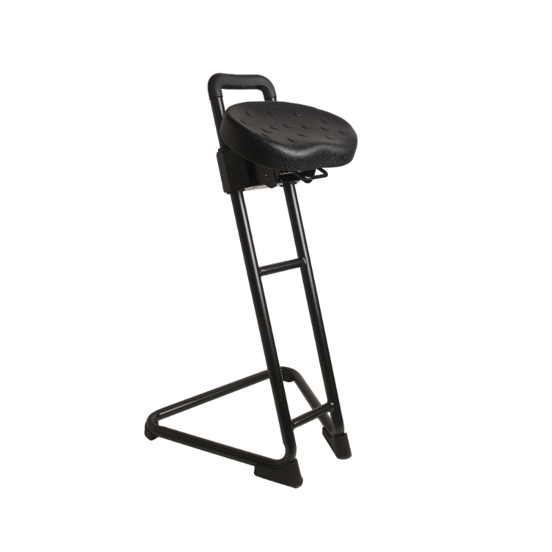 Industrial PU Adjustable Lab Chair with Chrome Foot Ring and Rolling Casters Laboratory Chair