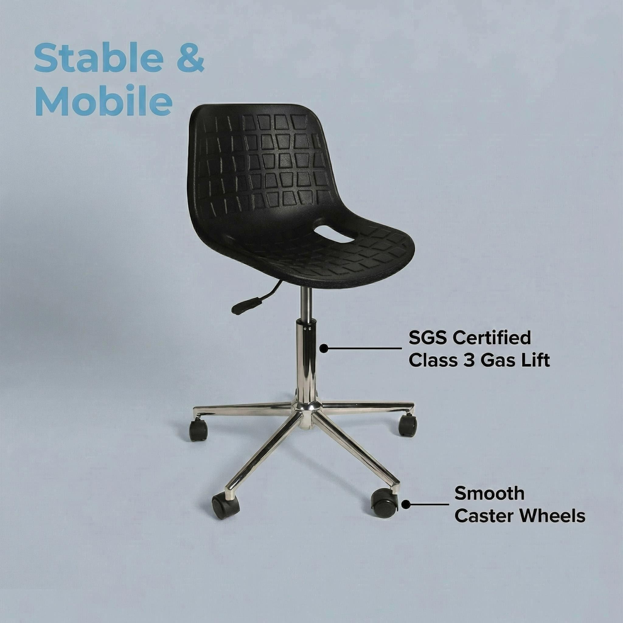 Industrial Polyurethane Chrome Foot Ring and Casters Adjustable with Laboratory Chair