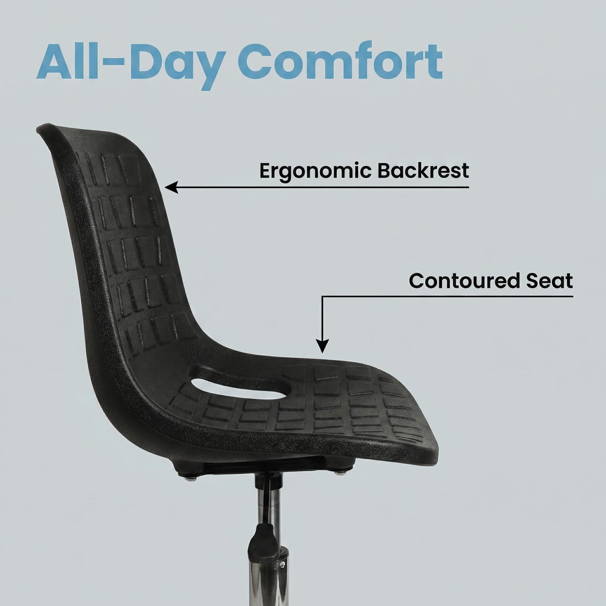 High Performance Polyurethane Lab Seating with Foot Ring and Casters Adjustable Laboratory Chair