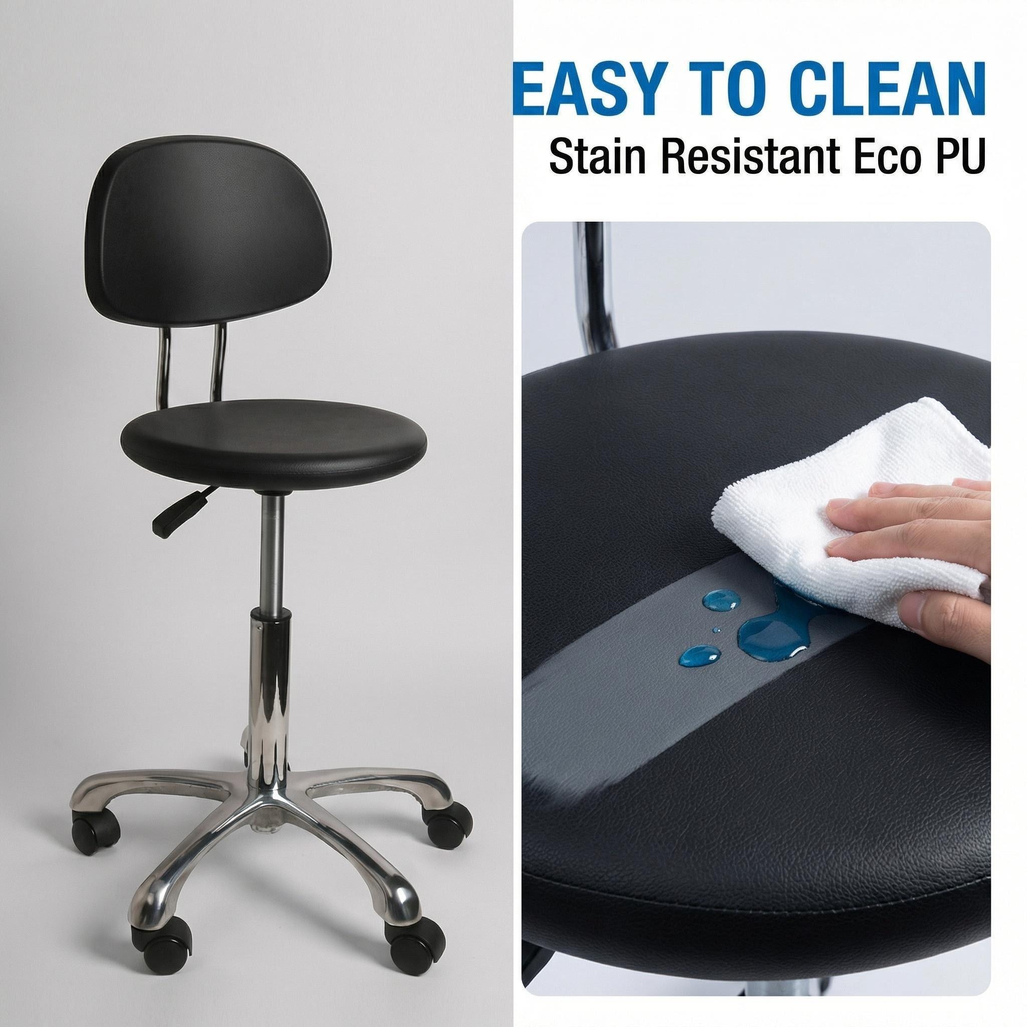 Anti Fatigue Polyurethane Adjustable Lab Chair with Chrome Foot Ring and Mobility Casters Laboratory Chair