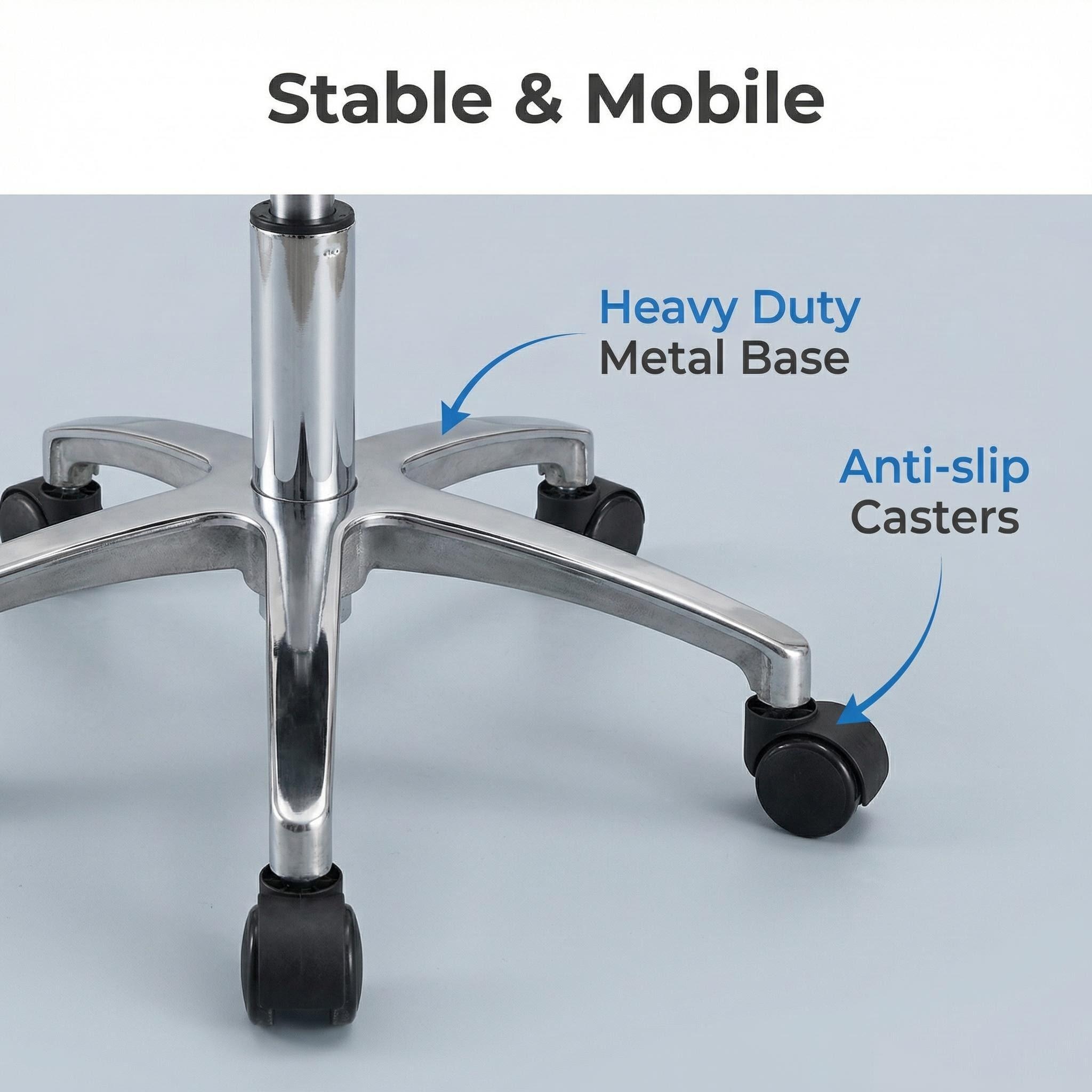 Multipurpose Polyurethane Work Chair with Chrome Foot Ring and Casters Adjustable Laboratory Chair
