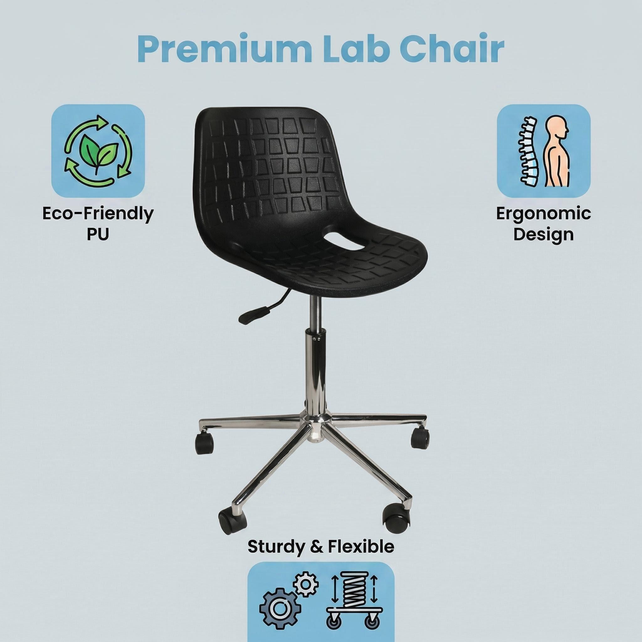High Performance Polyurethane Lab Seating with Foot Ring and Casters Adjustable Laboratory Chair