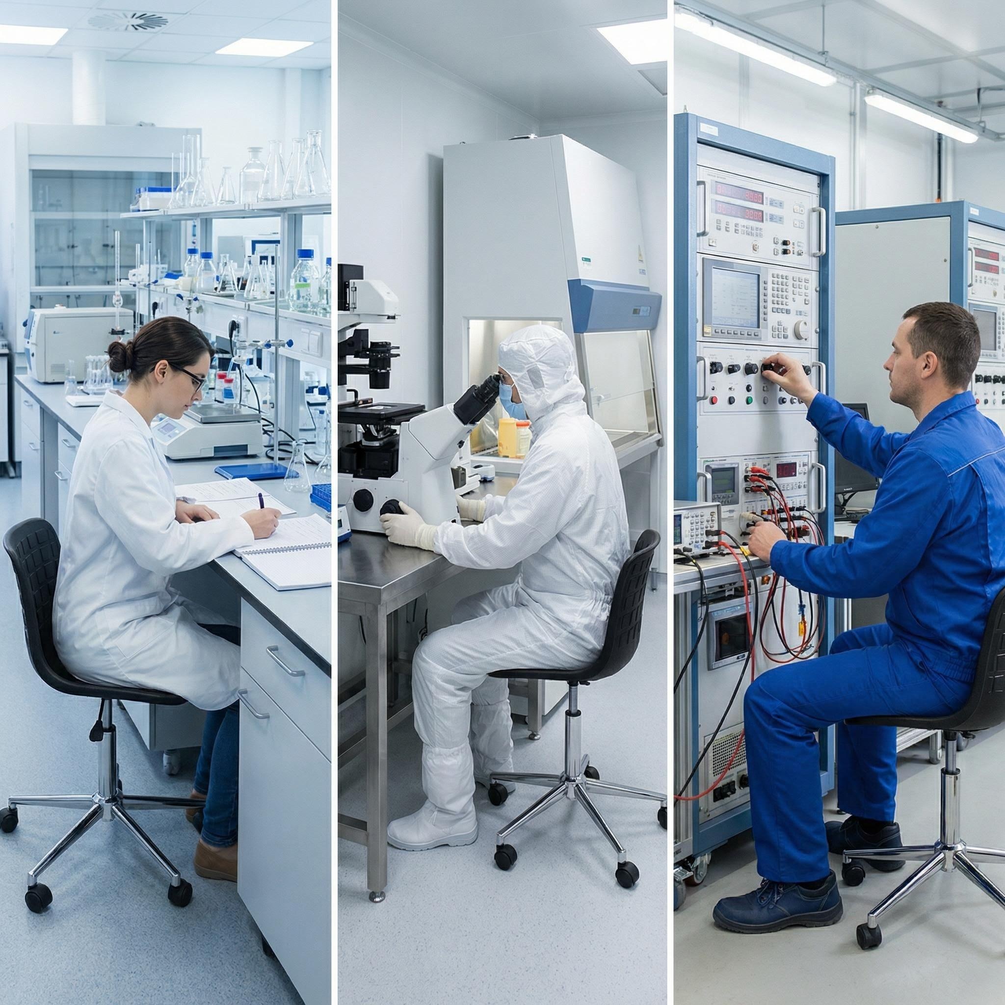 High Performance Polyurethane Lab Seating with Foot Ring and Casters Adjustable Laboratory Chair