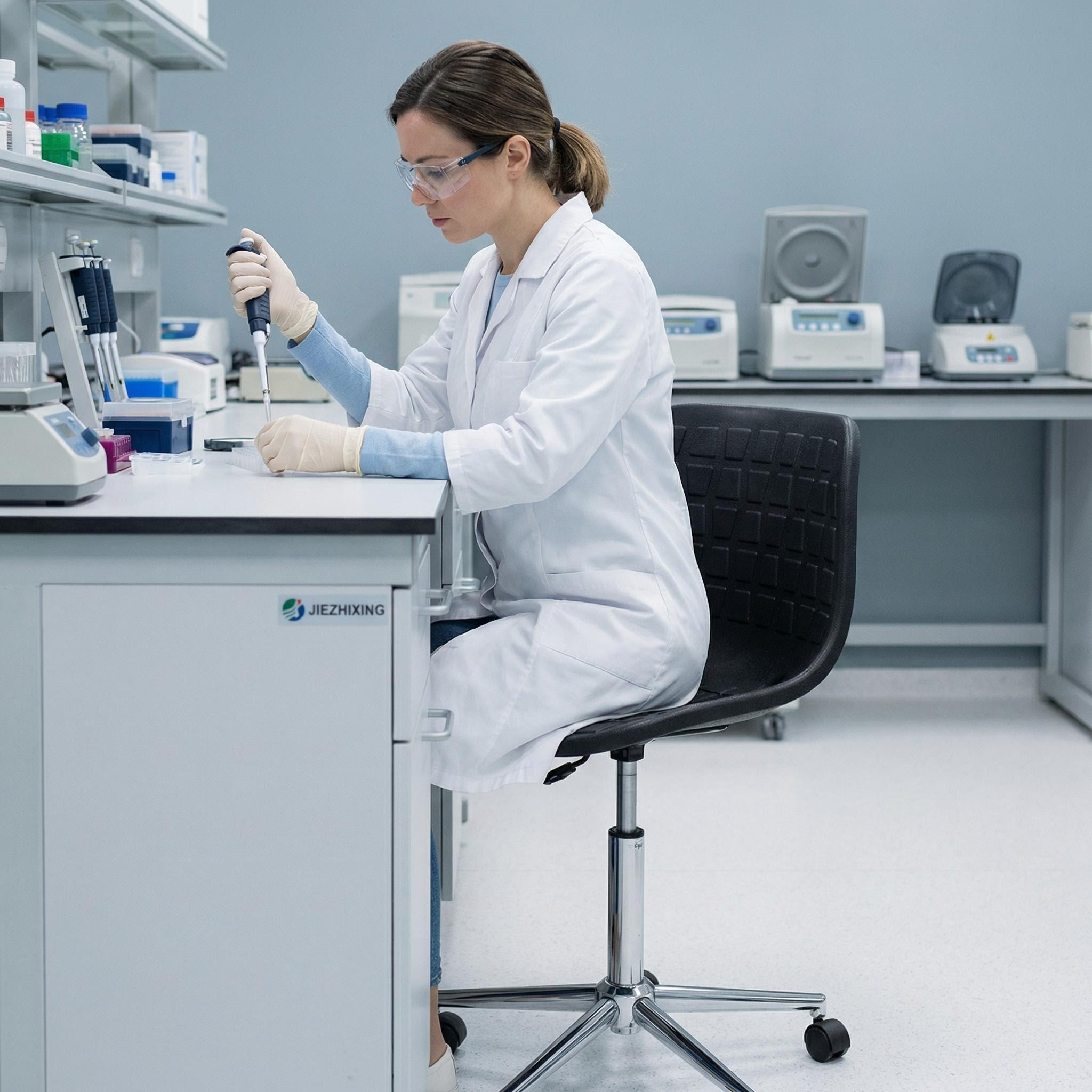 High Performance Polyurethane Lab Seating with Foot Ring and Casters Adjustable Laboratory Chair