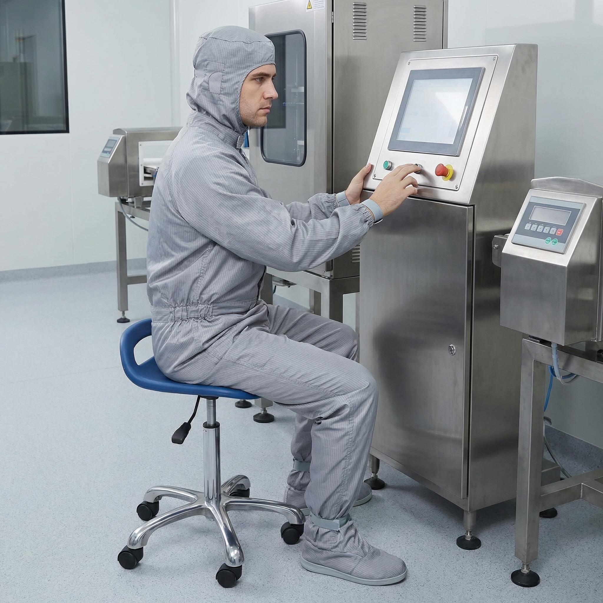 Durable Industrial Polyurethane Work Seating with Foot Ring and Casters Adjustable Laboratory Chair