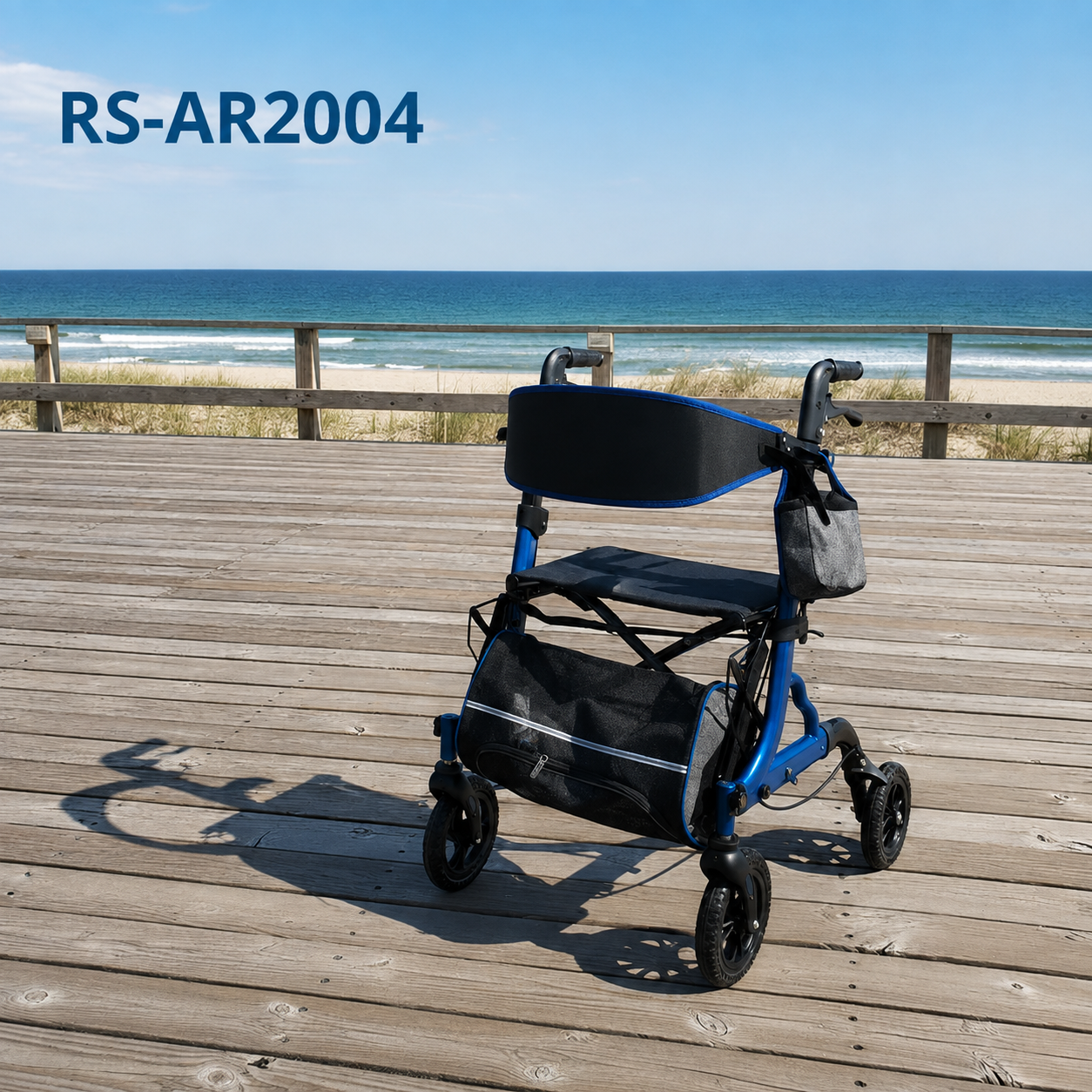 AR2004    Lightweight Aluminum Rollator Seat Storage Bag Height Adjustable for Elderly Seniors-Mobility Aid