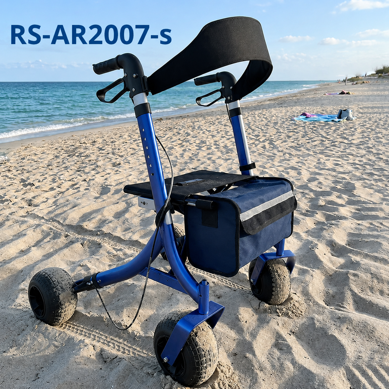 AR2007-S-B   Rollator Walker Seat Foldable Lightweight Durable Aluminum CE Certified Red Outdoor Games Mobility Aid Elderly