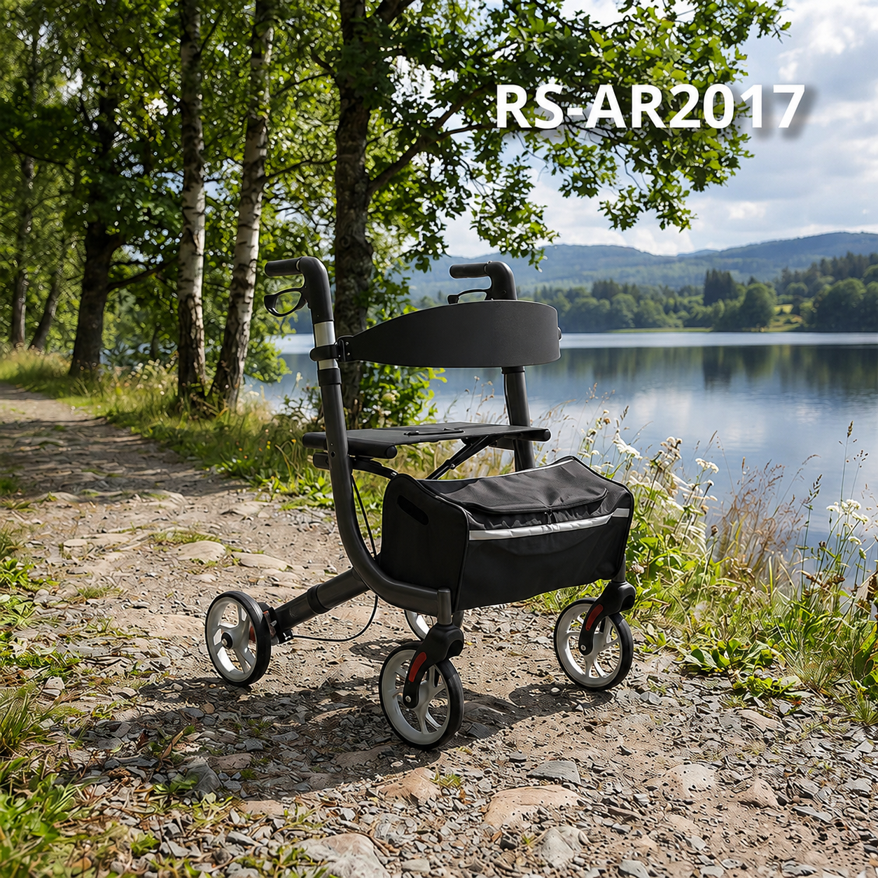 AR2017-BL   Aluminum  Rollator Walker for Older Adults | OEM Mobility Assistance Device Supplier for Healthcare  Rehabilitation
