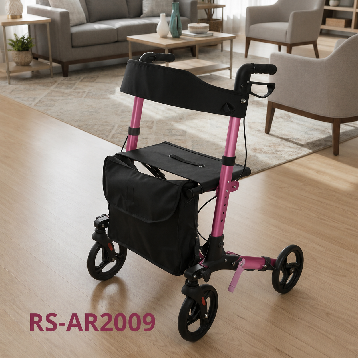 AR2009-R   Relaxsmith  CE Certified Durable Comfortable Lightweight Aluminum Rollator Walker Seniors Limited Mobility