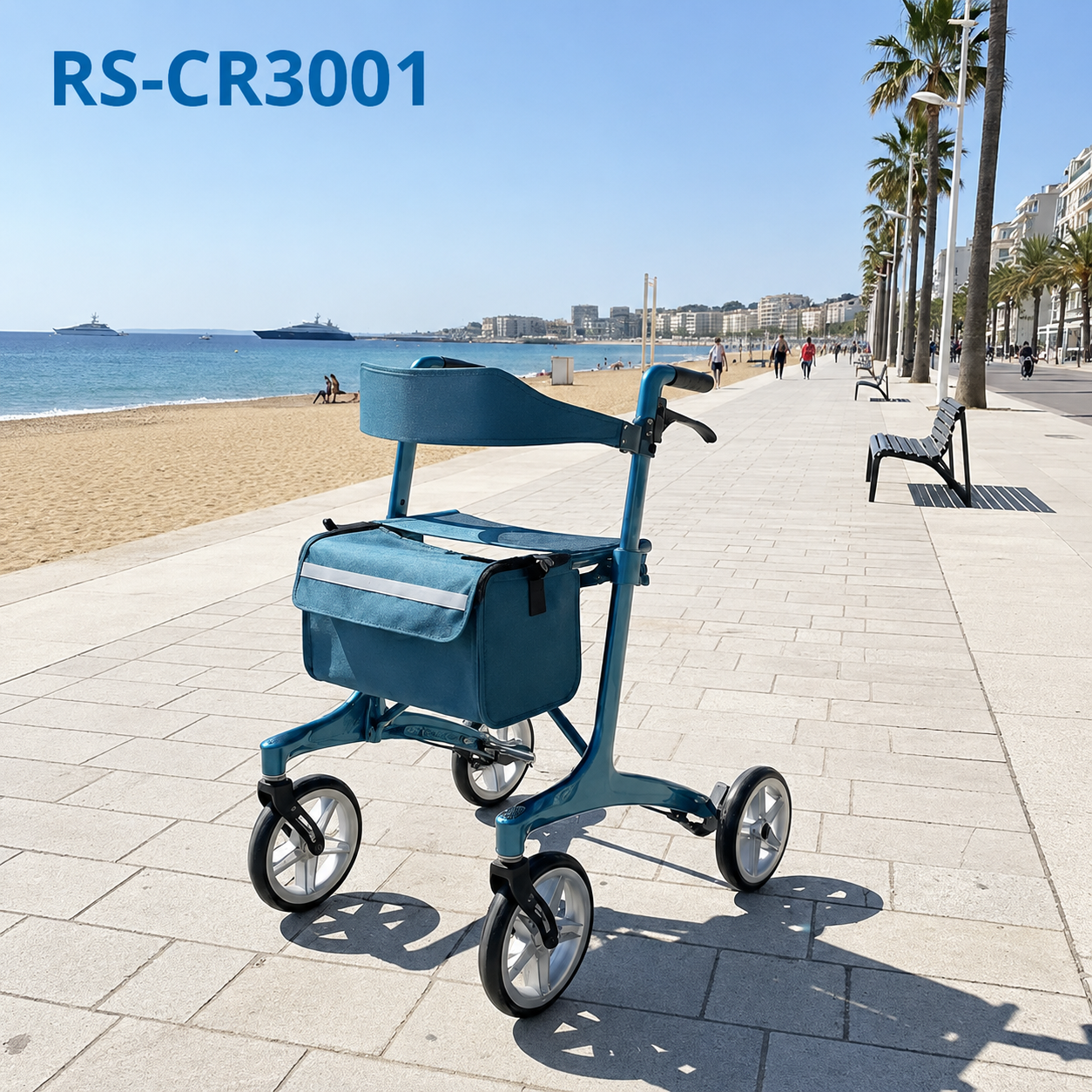 CR3001-B   Special Carbon Fiber Rollator Walker CE Certified Lightweight High Load Capacity (134kg) Foldable Outdoor Mobility Aid