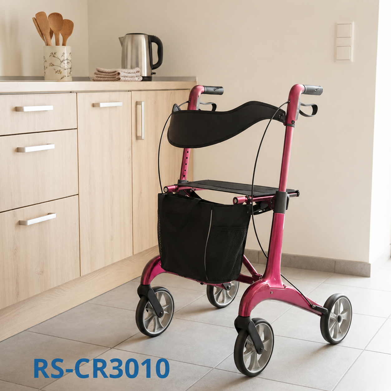 CR3010-PP   Carbon Fiber Rollator Walker  CE Certified Height Adjustable Compact Folding Design for Patients Elderly