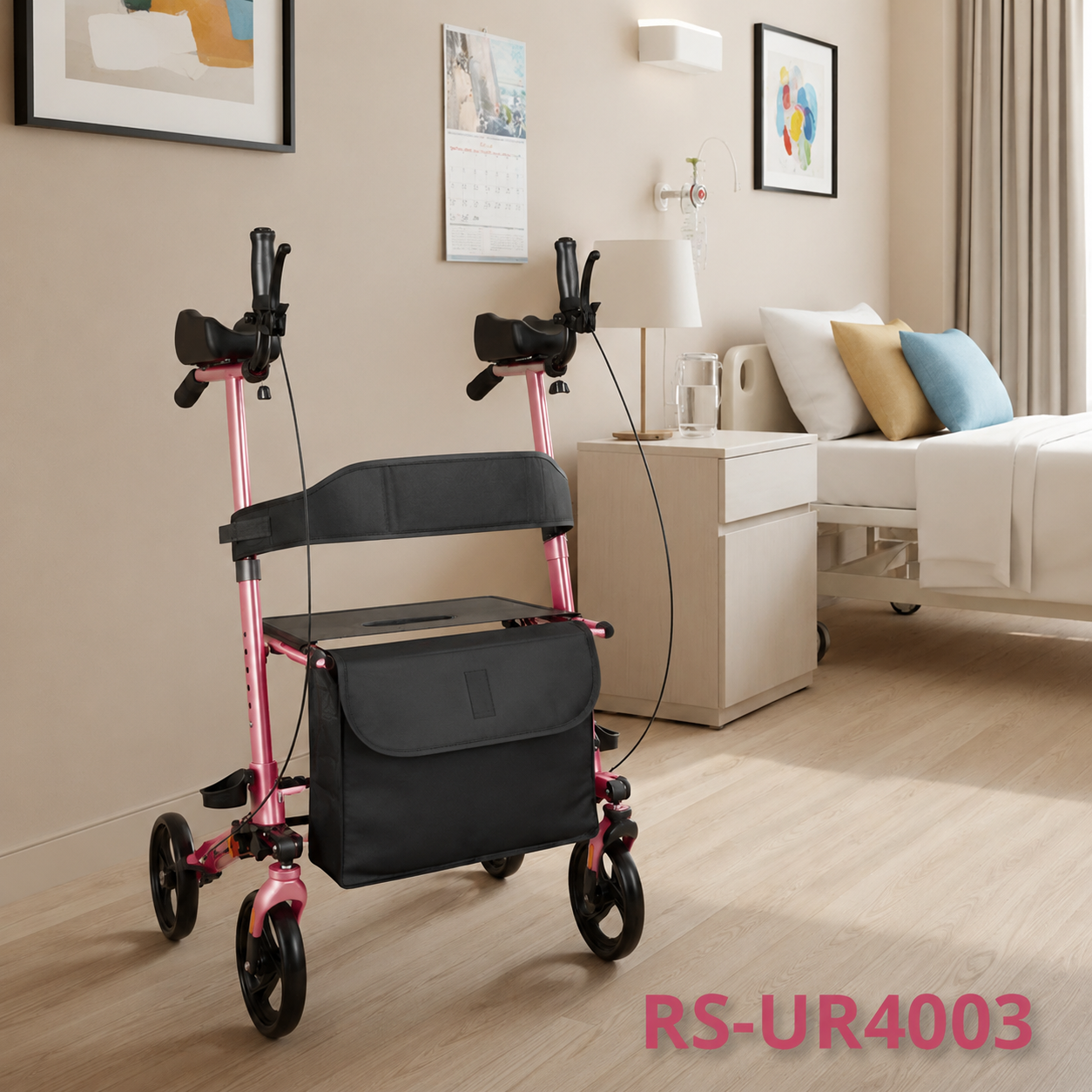 UR4003-R   Upright Forearm Rollator Aluminum CE Certified Home Care Users Lightweight 100kg Capacity Easy-to-Store Comfortable Seat Storage