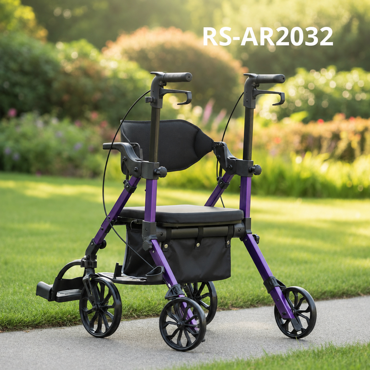 AR2032-PP  Rollator-Wheelchair Aluminum Lightweight Hip Joint Support 158kg Capacity CE ISO Certified Travel Assistance Easy Indoor