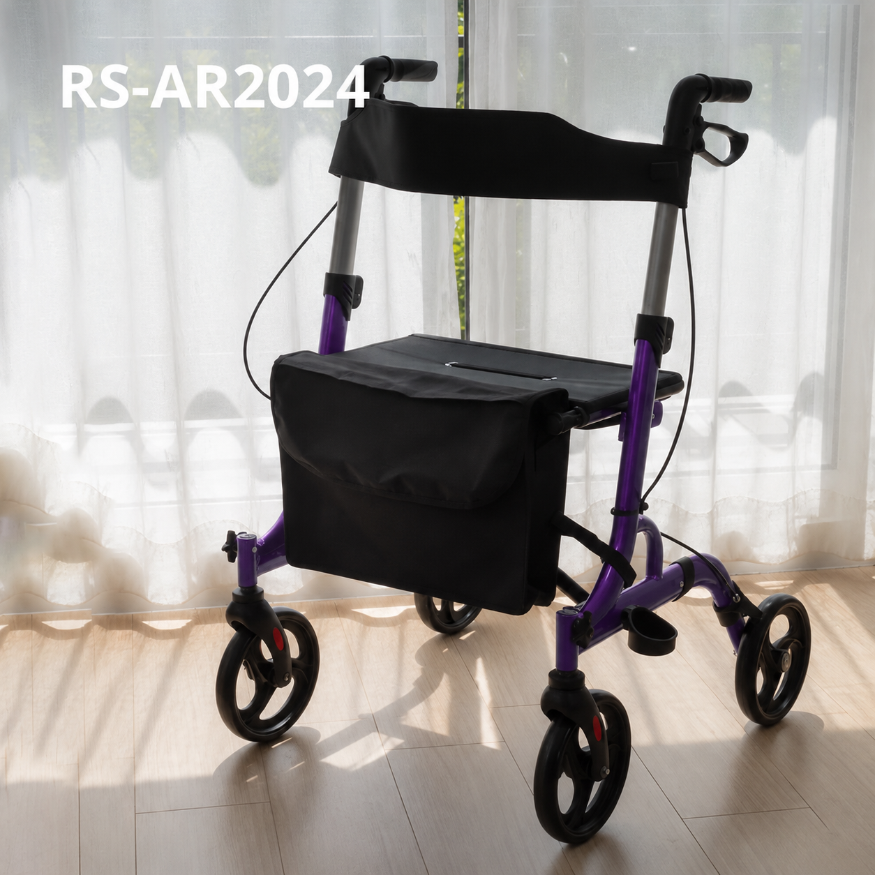 AR2048-Y  Aluminum Rollator Walker for Elderly Seniors with Seat Storage Bag Height Adjustable for Safe Mobility