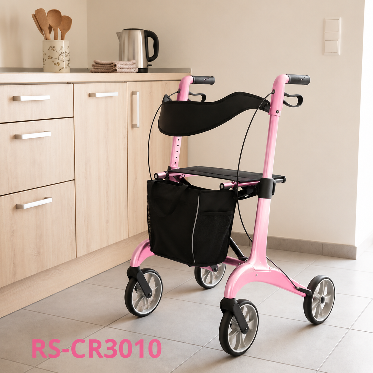 CR3010-P  Carbon Fiber Rollator Walker Supplier for Seniors with Fall Prevention Design and Professional OEM ODM Service