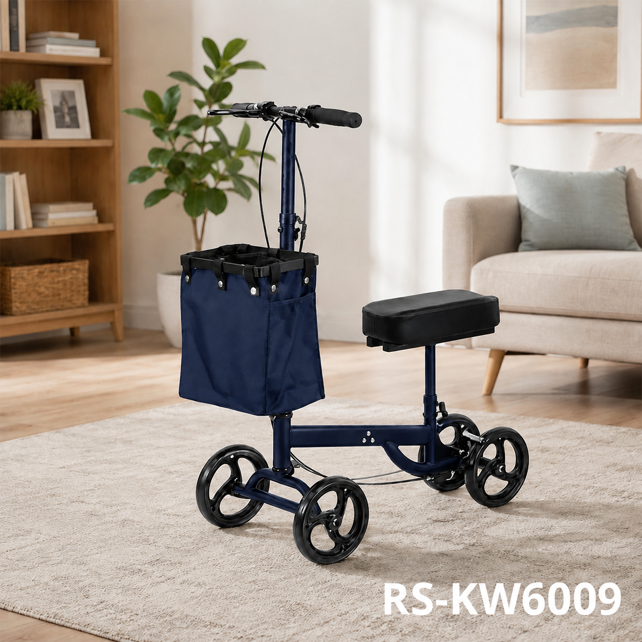 KW6009-B   Knee Scooter for Seniors OEM ODM Mobility Support for Post-Surgery Recovery Carbon Steel Lightweight & Comfortable