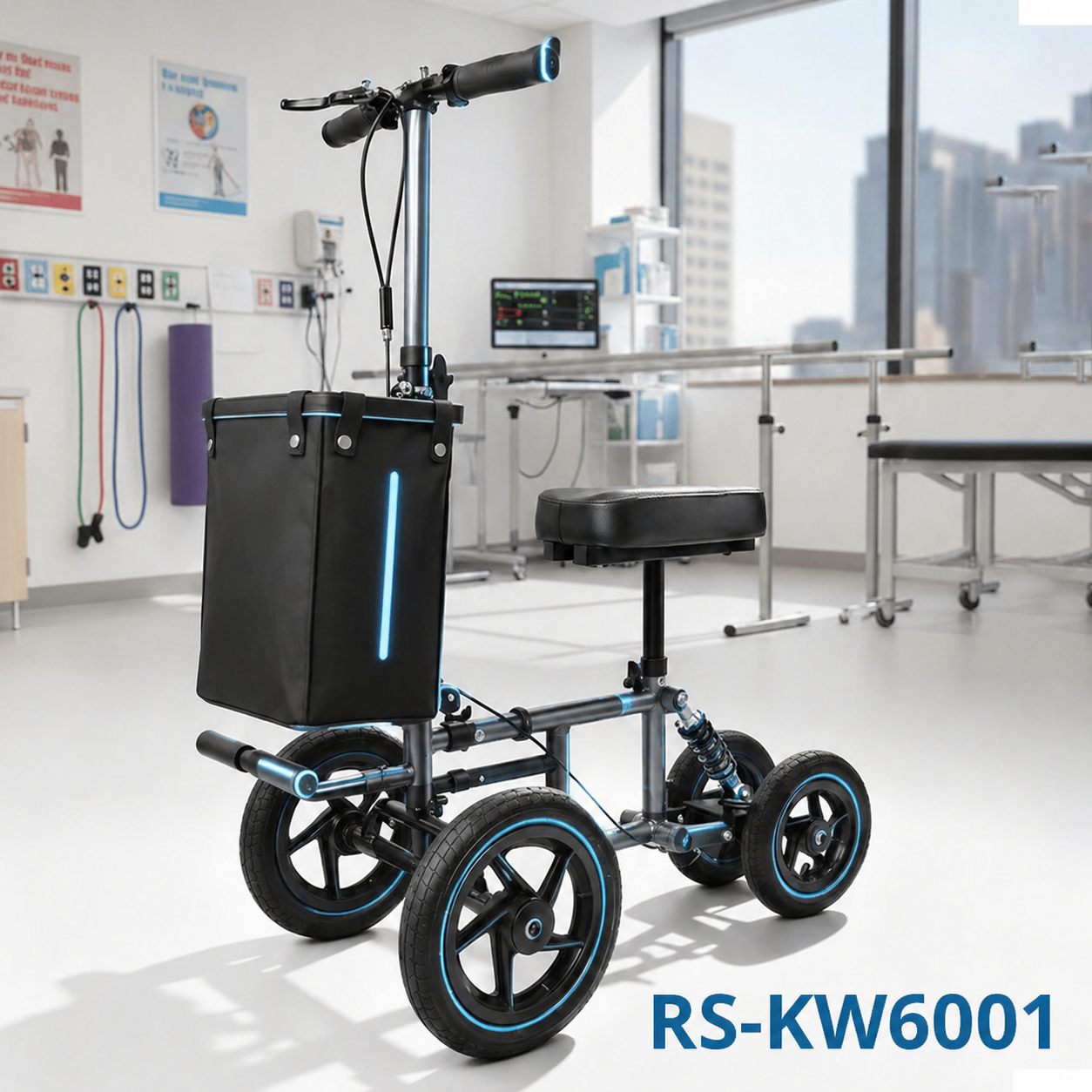 kw-6001-b Lightweight Aluminum Knee Scooter for Knee Injury Patients Medical Mobility Aid Waterproof Portable CE Certified Relaxsmith