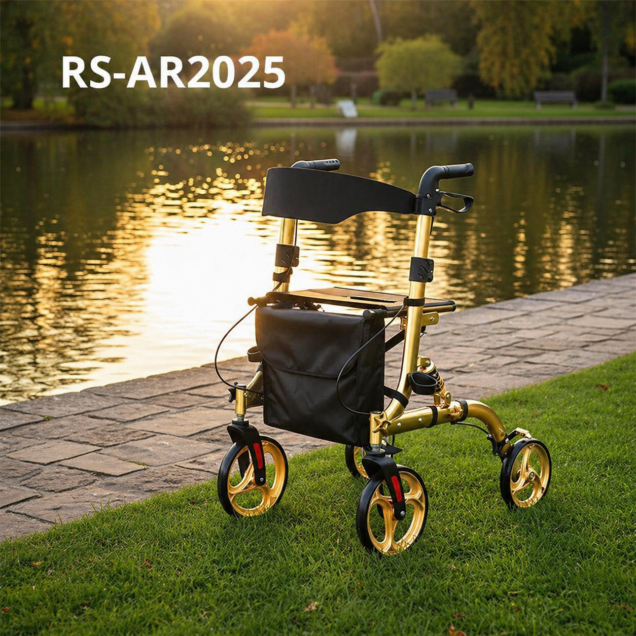 AR-2025-Y Rollator Walker for Elderly OEM ODM Premium Mobility Aid  Foldable Lightweight Comfortable Seat for Rehabilitation