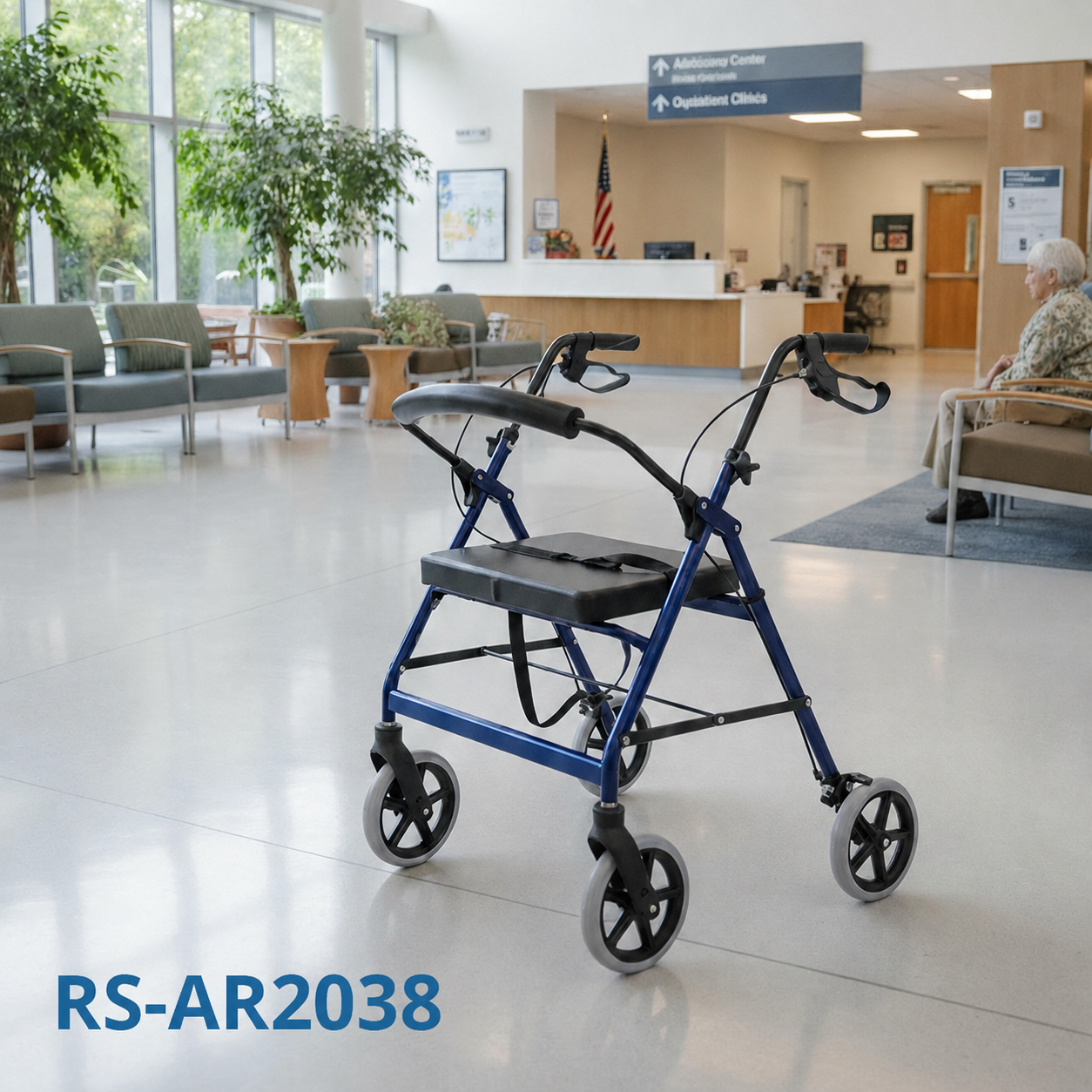 AR2038-B Bariatric Rollator Walker  Enhances Safety  Comfort | for Leg Mobility-Challenged Overweight Users | Medical Rehab Aid