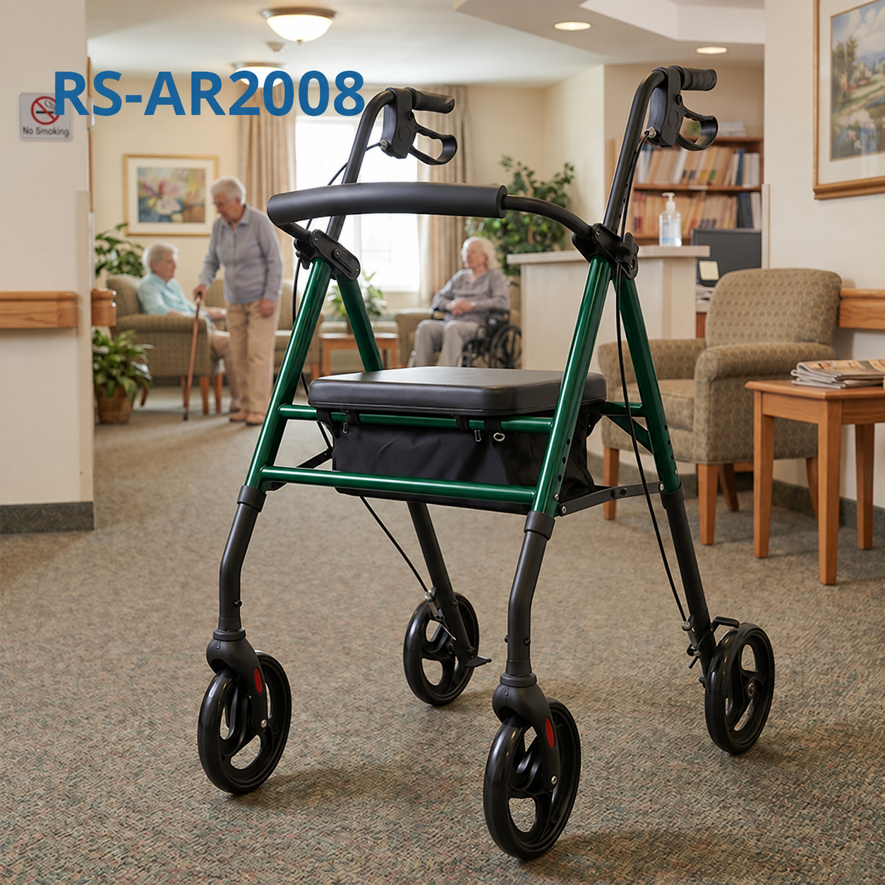 AR2008-G   Aluminum Rollator Walker for Elderly Foldable Lightweight Mobility Aid High Load Bearing Rehabilitation Use