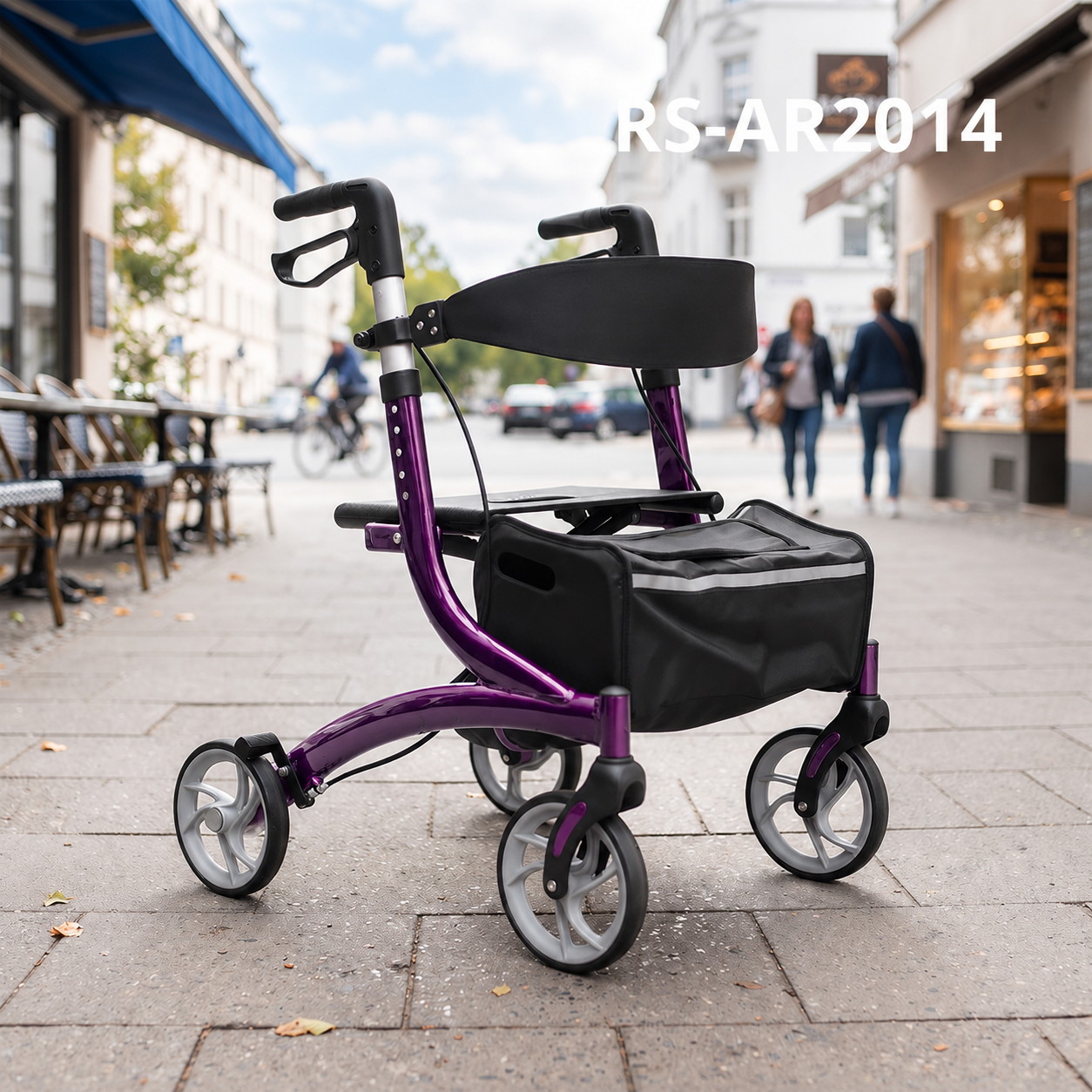 AR2014-PP    Lightweight Foldable Rollator Walker Seat Storage Bag Elderly Mobility Support | OEM ODM Medical Walker Supplier