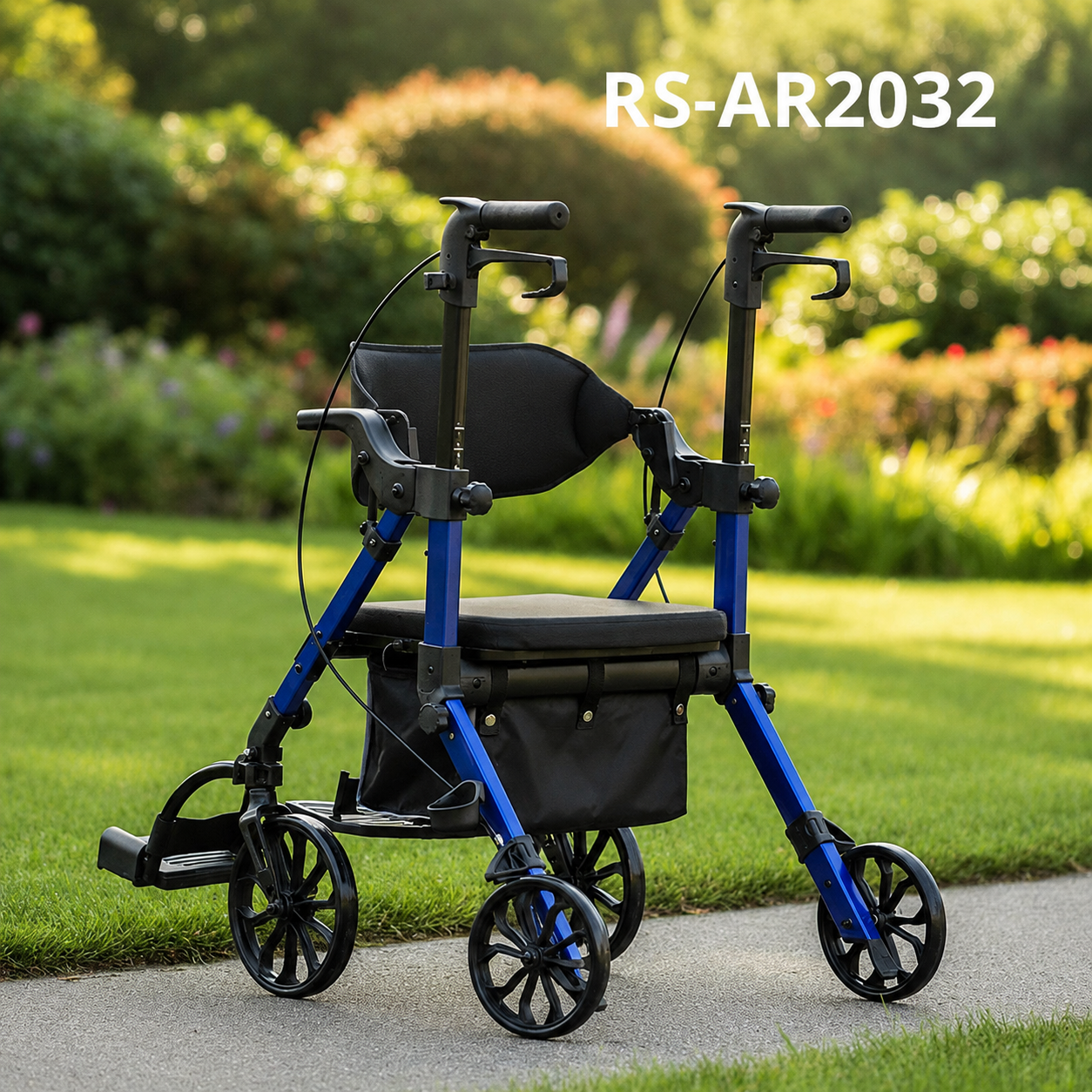AR3032-B   Aluminum Rollator Walker for Elderly Seat Lightweight Folding Walking Aid OEM ODM Mobility Solution Supplier