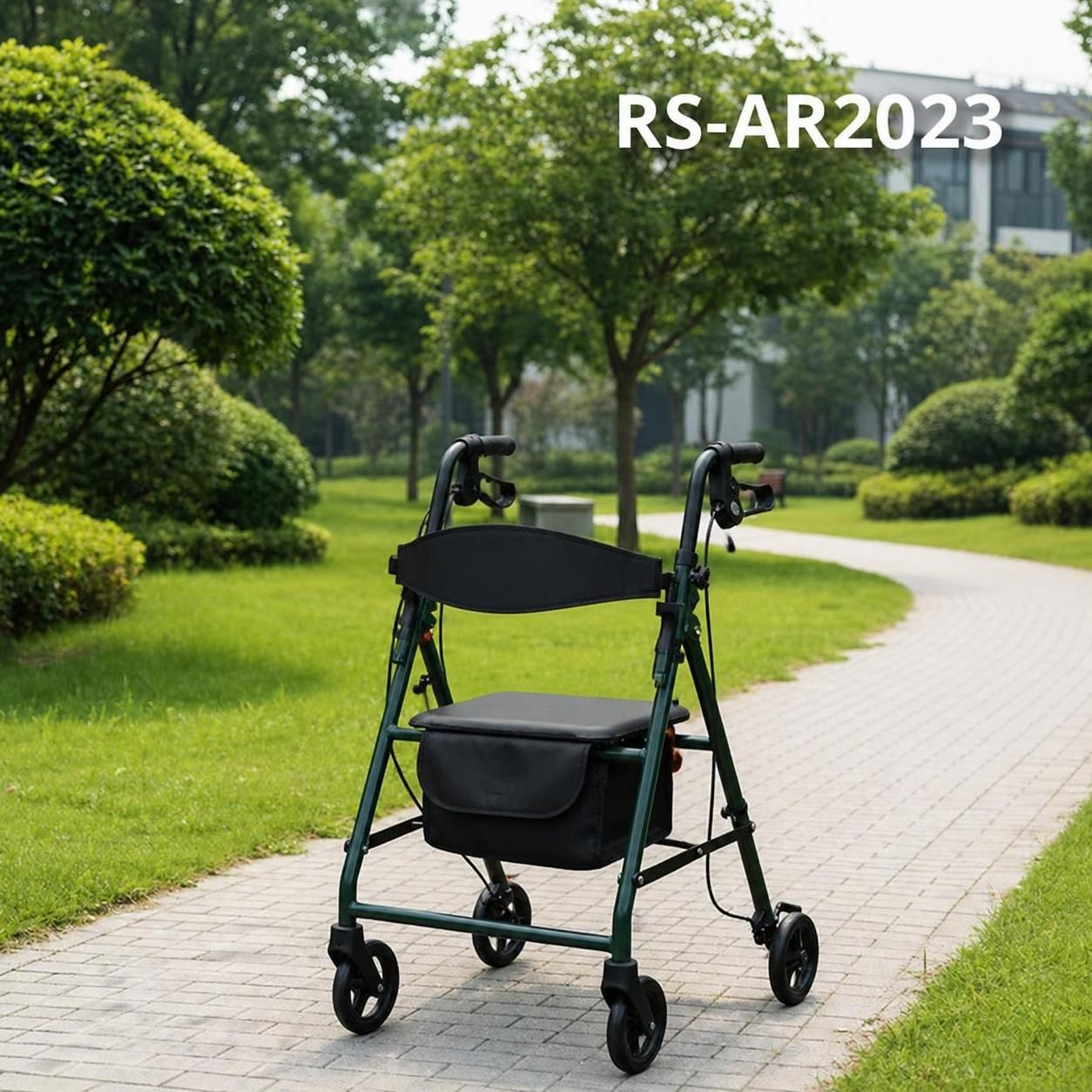 AR2023-G   Lightweight Aluminum CE Certified Rollator for People with Restricted Mobility Foldable Carry Convenient Outdoor Use
