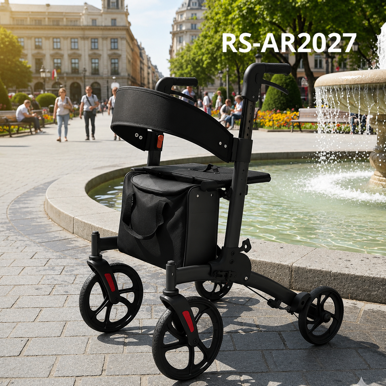 AR2027-B  Aluminum All-Terrain Rollator for Home Outdoor Use | Ergonomic Durable Adjustable 136kg Capacity CE Certified for Active