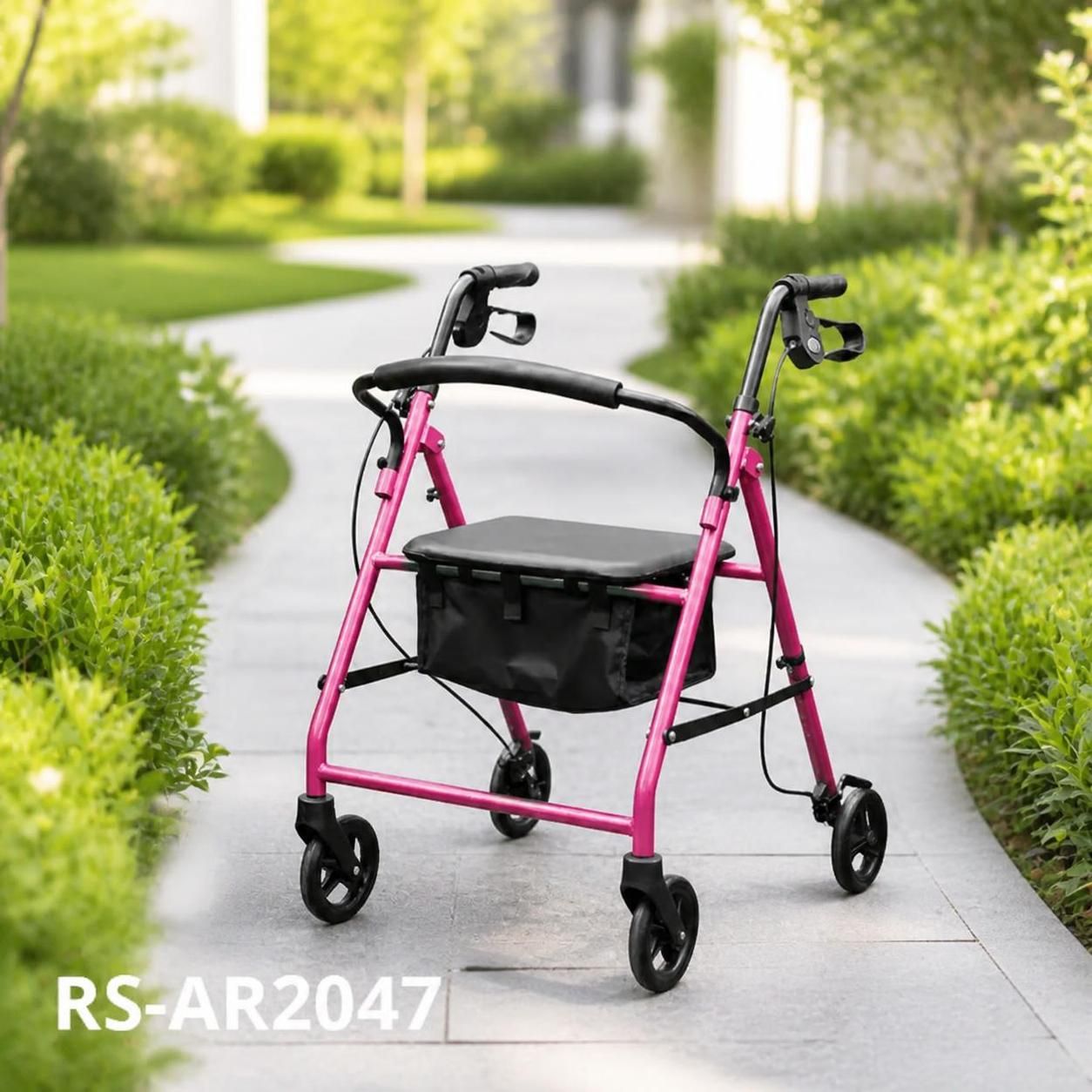 AR2047-R    Aluminum Rollator Walker for Illness Patients-Lightweight Foldable Strength Assistance for Comfortable