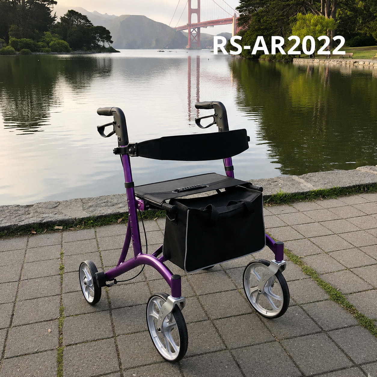 AR2022-PP   Rollator Walker Elderly Care  Comfortable Lightweight Aluminum Alloy Adjustable Home Use Travel Aid